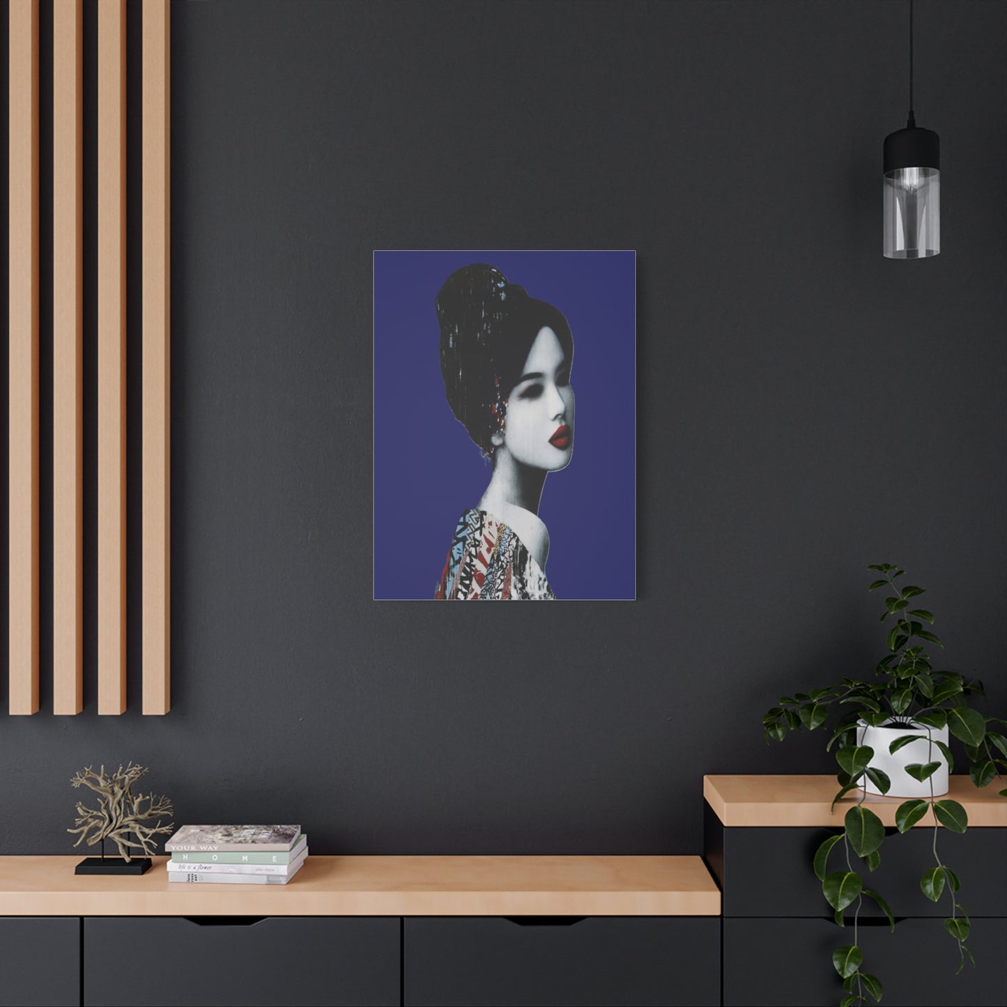 Geisha Portrait Matte Canvas Print — Modern Asian-Inspired Wall Art