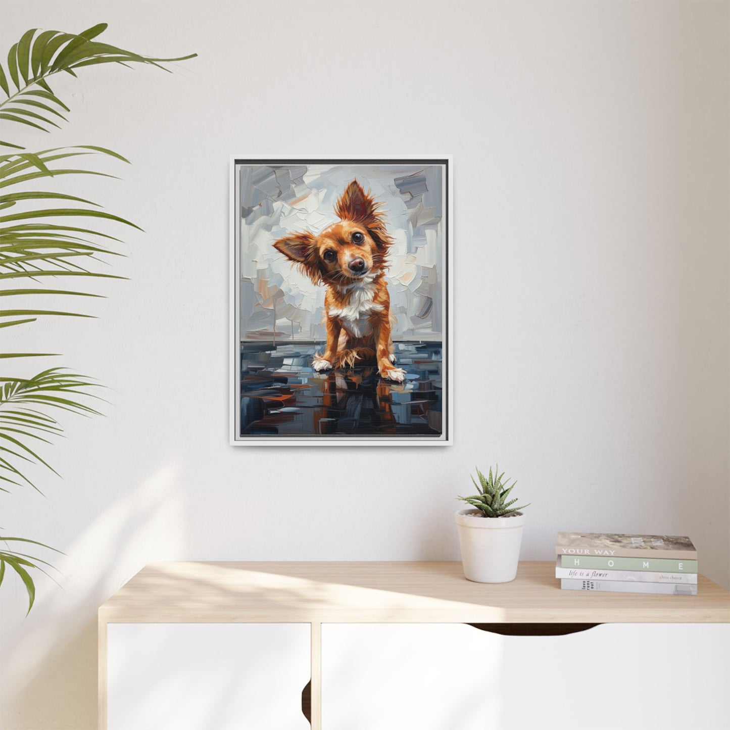Framed Matte Canvas Print — Playful Brown Dog Portrait