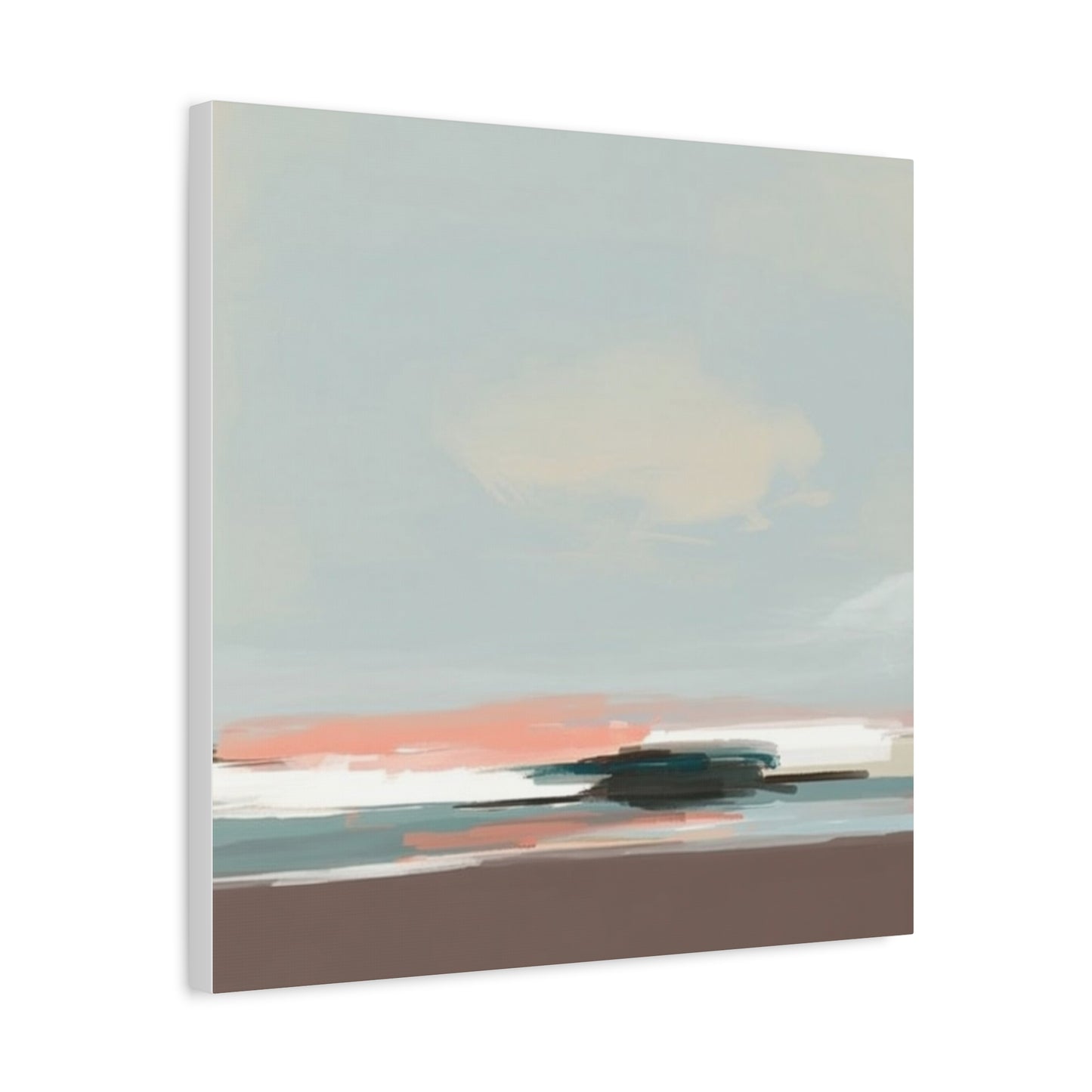 Coastal Abstract Canvas Art – Soft Pastel Seascape Matte Stretched Canvas