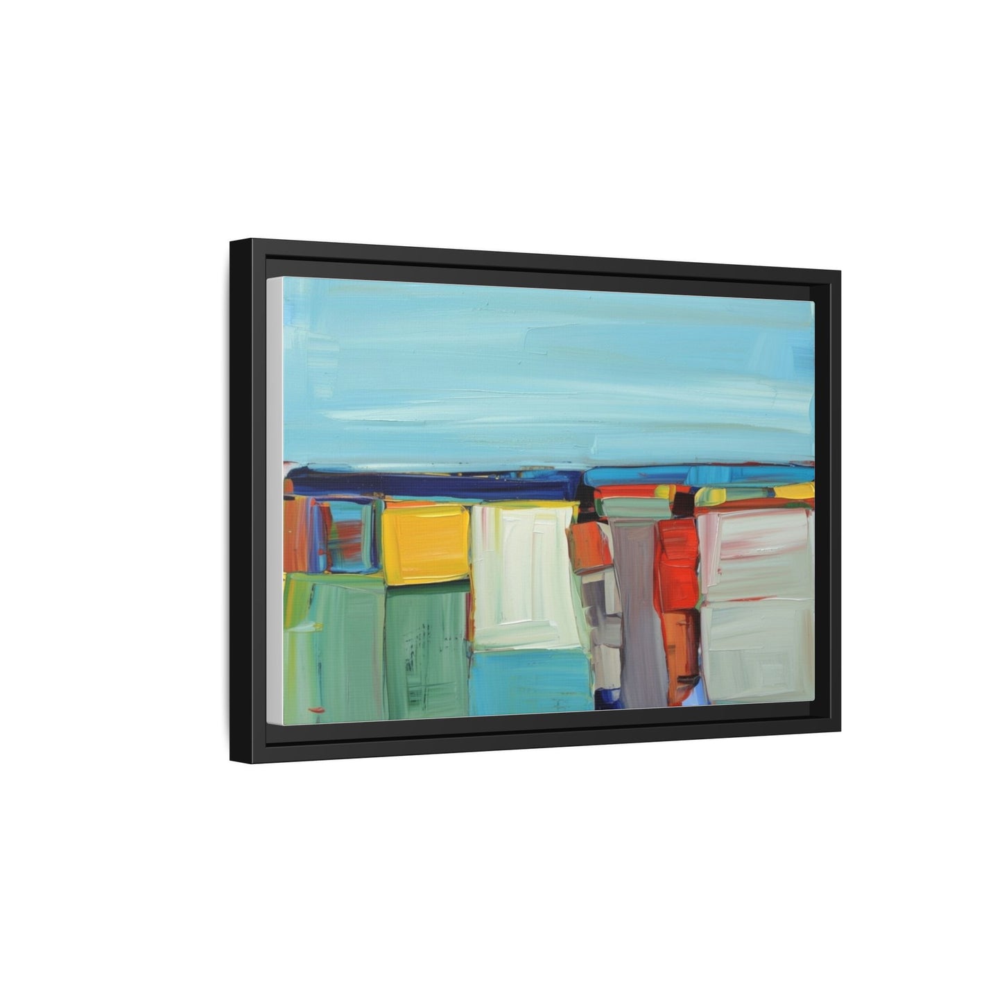 Abstract Coastal Blocks Matte Canvas Print (Framed)