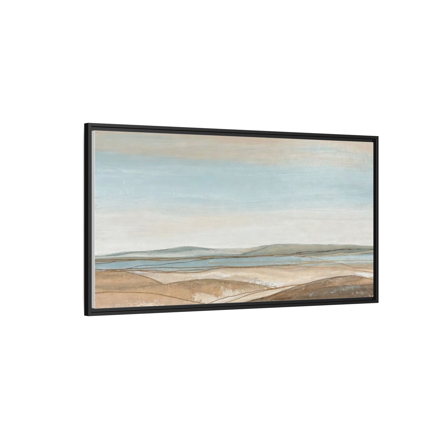 Framed Abstract Landscape Matte Canvas — Serene Coastal Horizon Wall Art