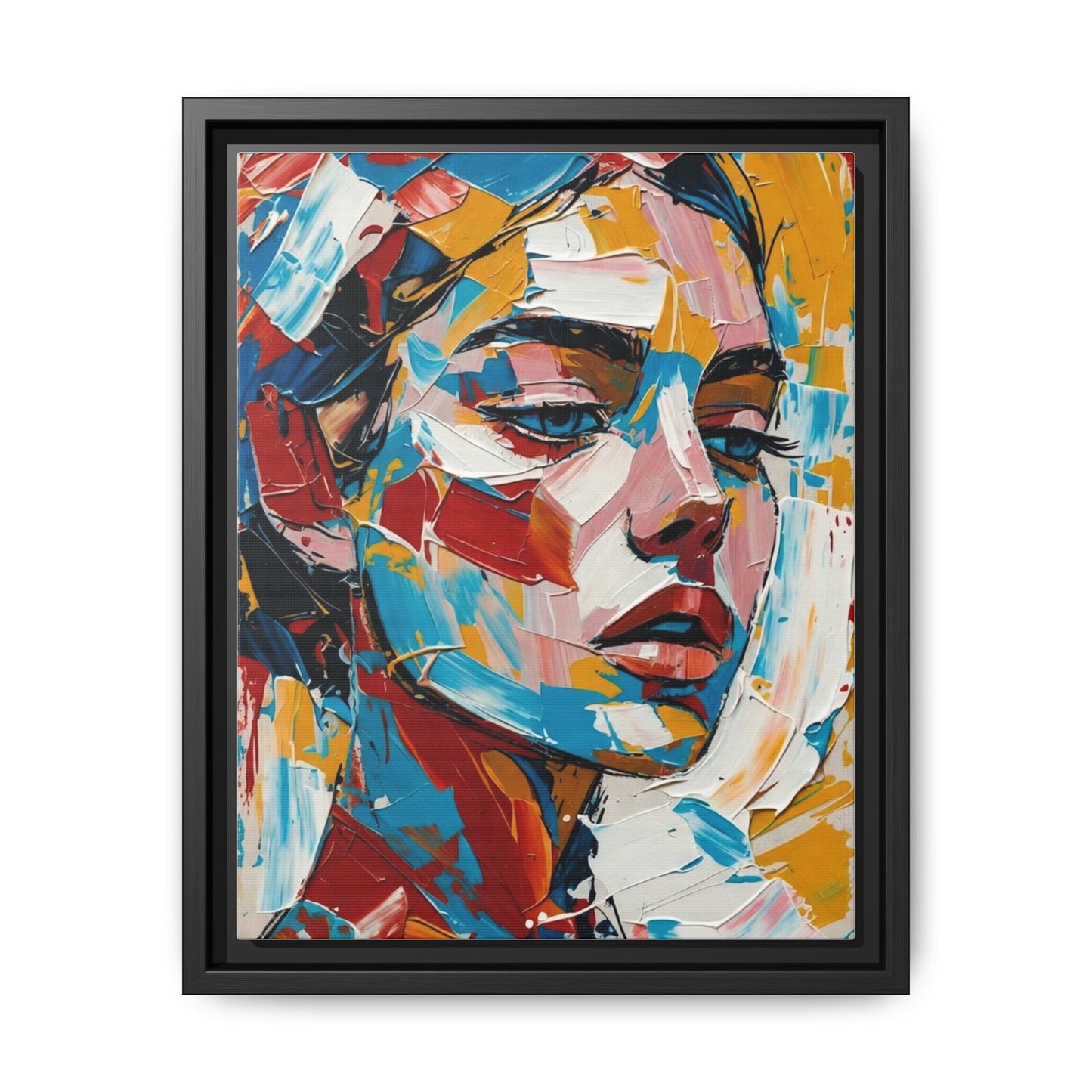 Colorful Abstract Portrait Framed Canvas Print