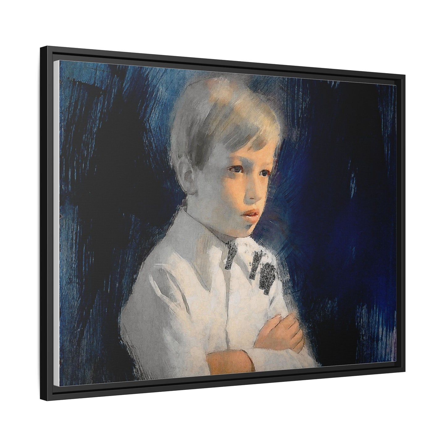 Painting of boy by Unknown Artist Framed Matte Canvas Wall Art Print