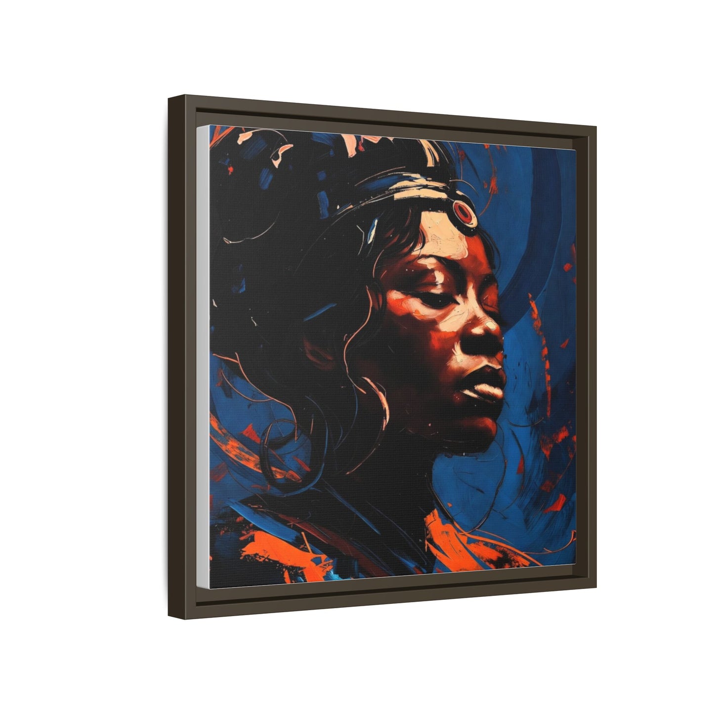 Framed Matte Canvas Art - Vibrant Portrait of a Black Woman (Multi-Color)