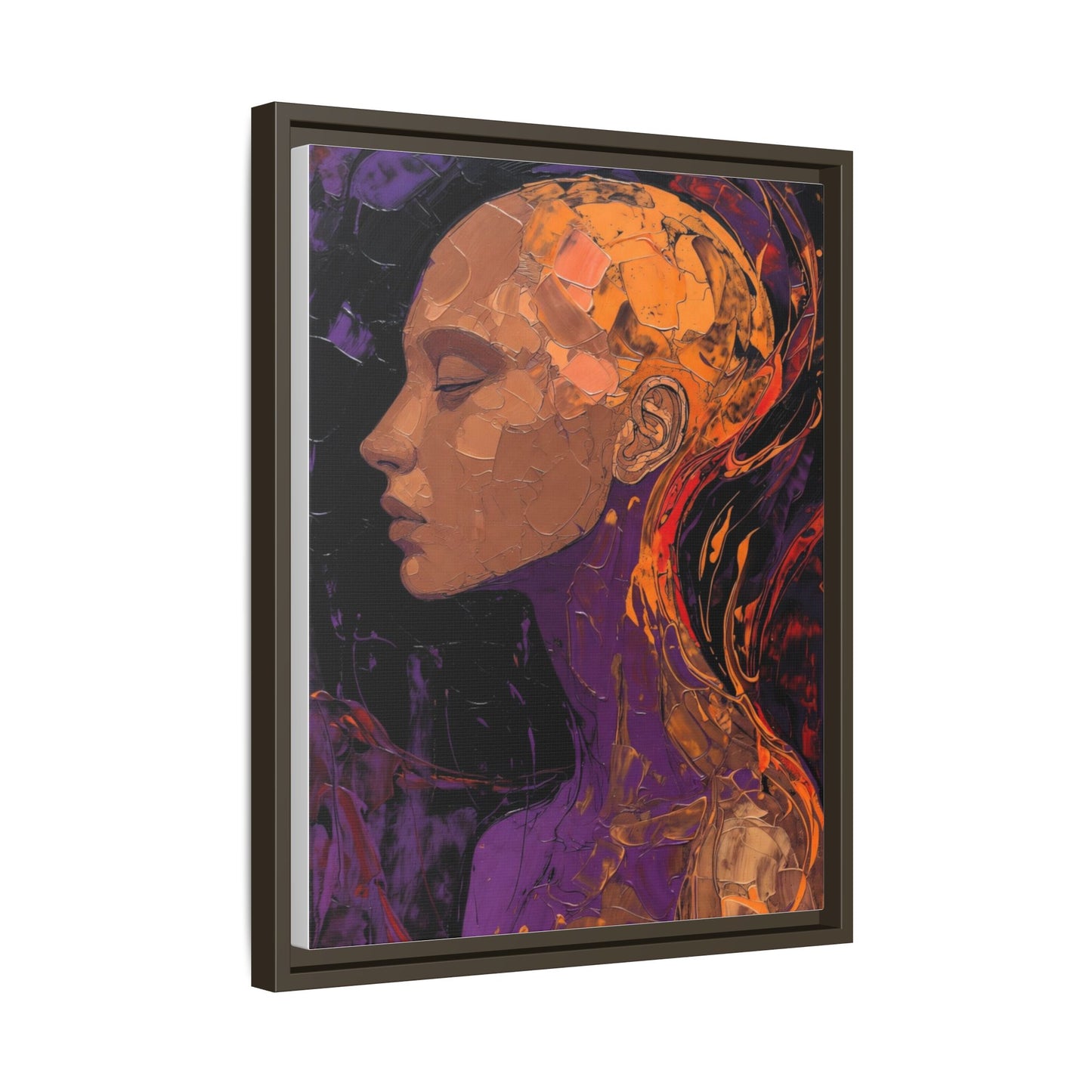 Abstract Profile Portrait Matte Framed Canvas — Multicolor Feminine Art Print