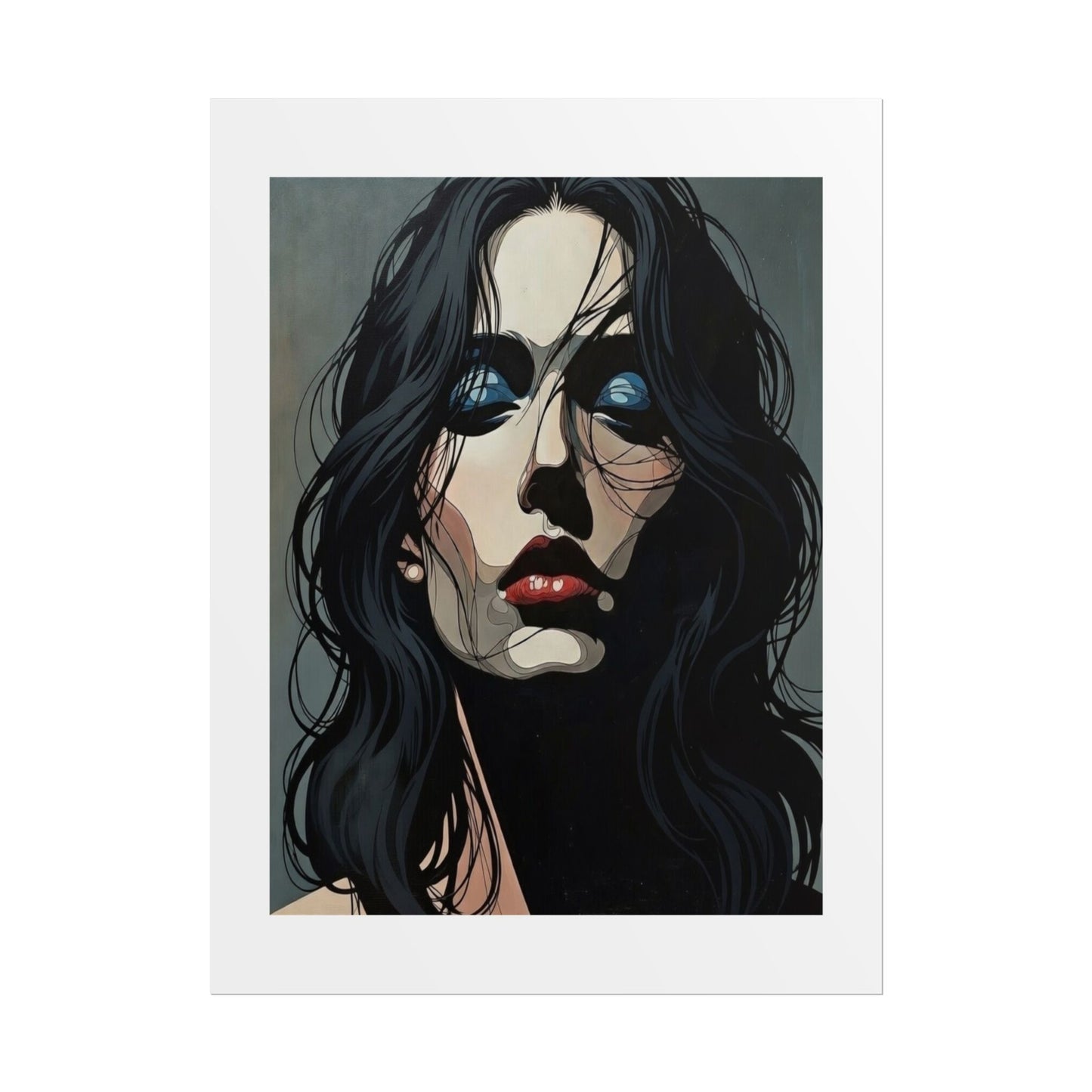 Rolled Poster — Moody Portrait Art Print (Dark Femme, Blue Eyeshadow)