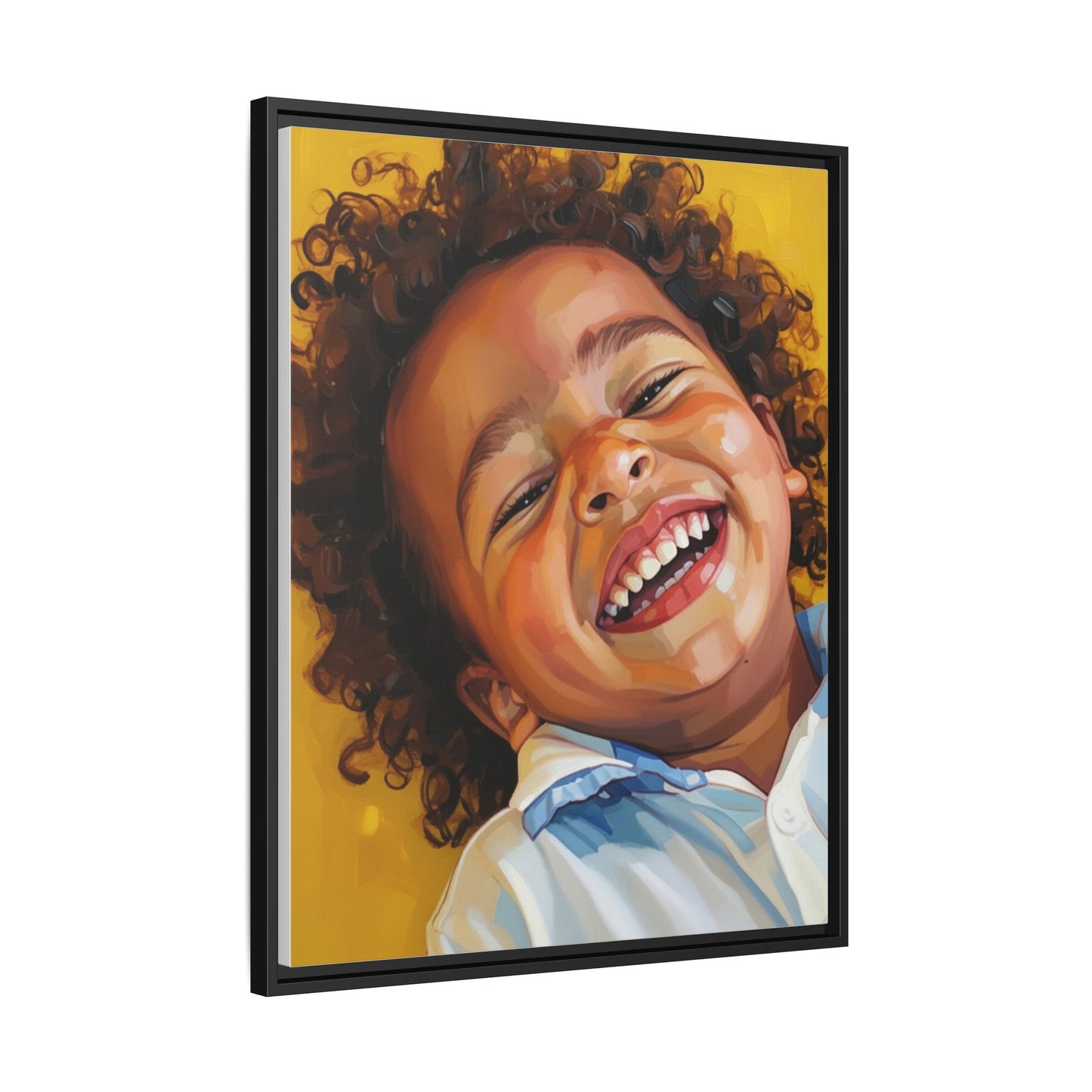Framed Matte Canvas Print – Joyful Child Portrait, Colorful Nursery Wall Art
