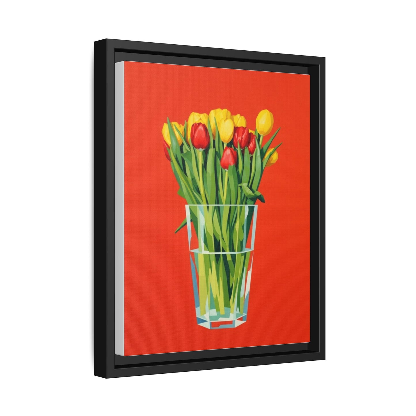 Framed Tulip Bouquet Matte Canvas Art — Vibrant Red Floral Wall Print