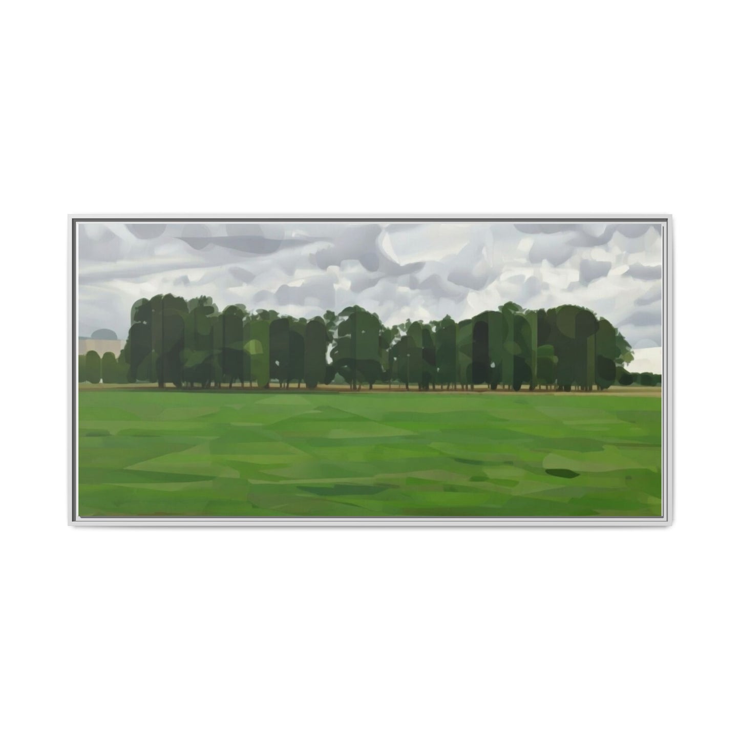 Framed Matte Canvas Print — Minimalist Green Landscape Art