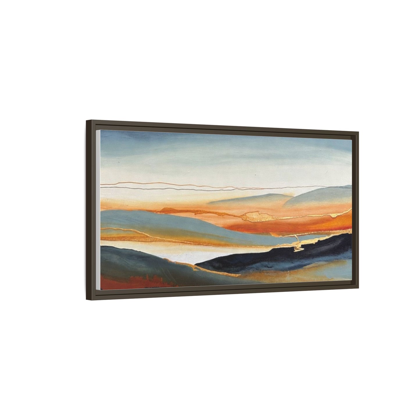 Framed Matte Canvas: Abstract Coastal Sunset Landscape Wall Art