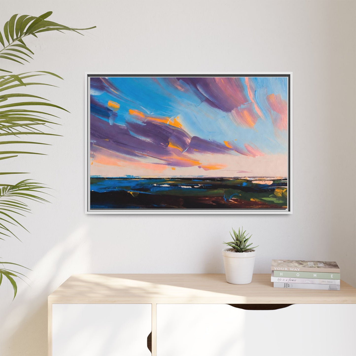 Framed Matte Canvas Abstract Seascape Sunset Art Print