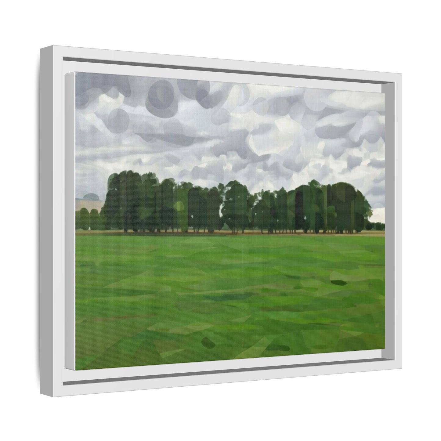 Framed Matte Canvas Print — Minimalist Green Landscape Art