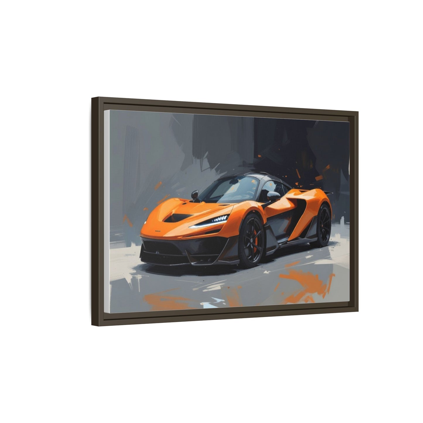Framed Matte Canvas — Orange Sports Car Print