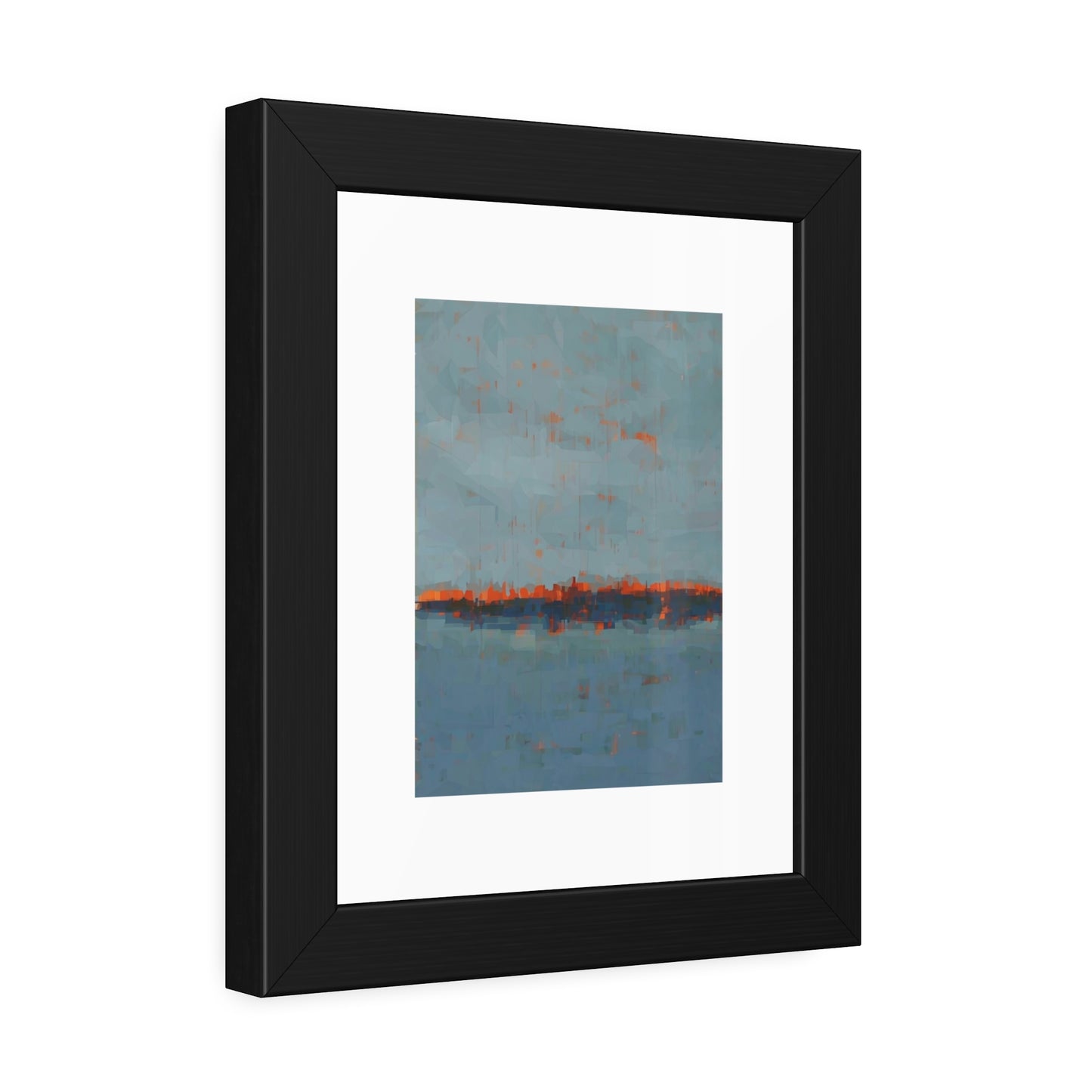 Abstract Seaside Framed Poster — Blue & Copper Minimalist Wall Art