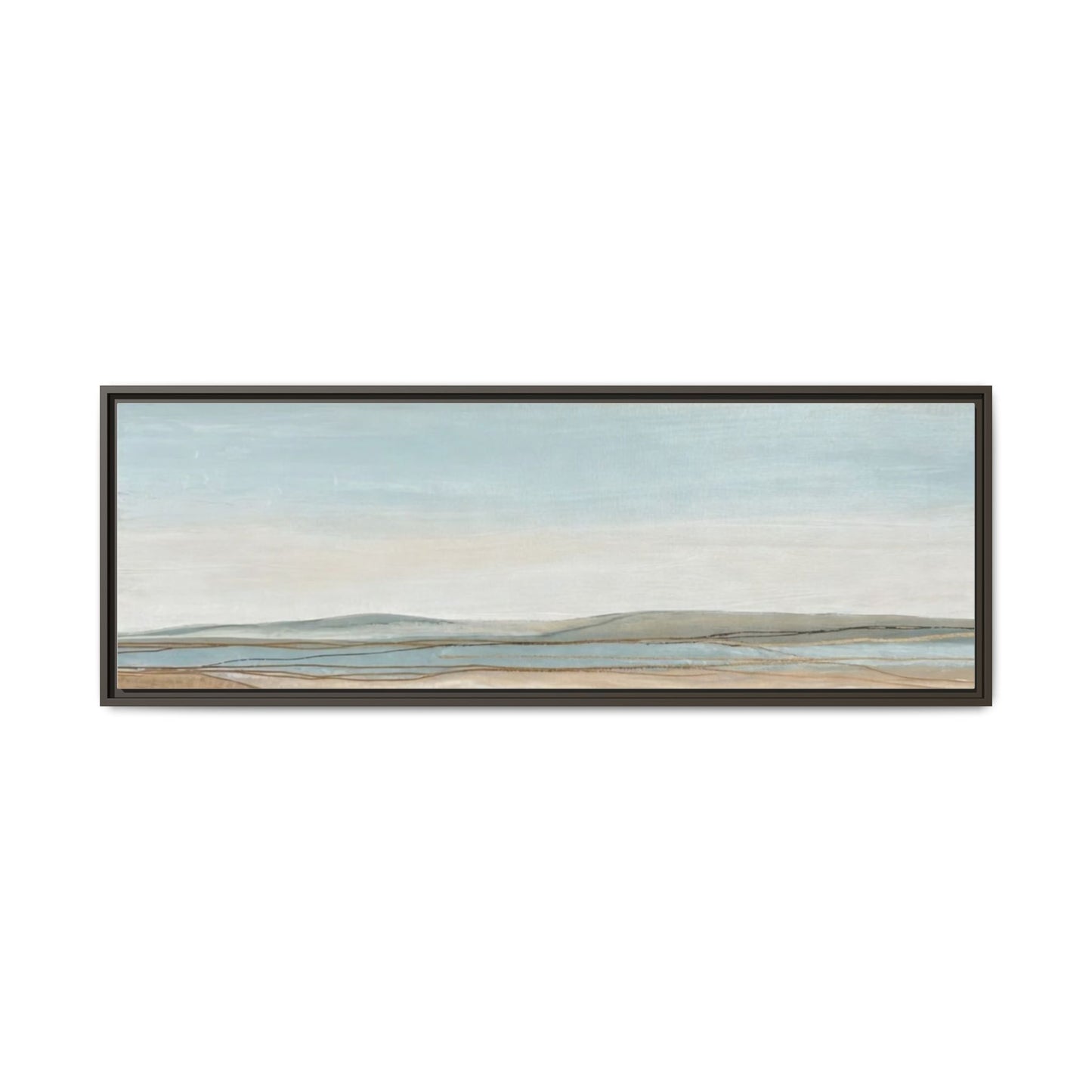 Framed Abstract Landscape Matte Canvas — Serene Coastal Horizon Wall Art