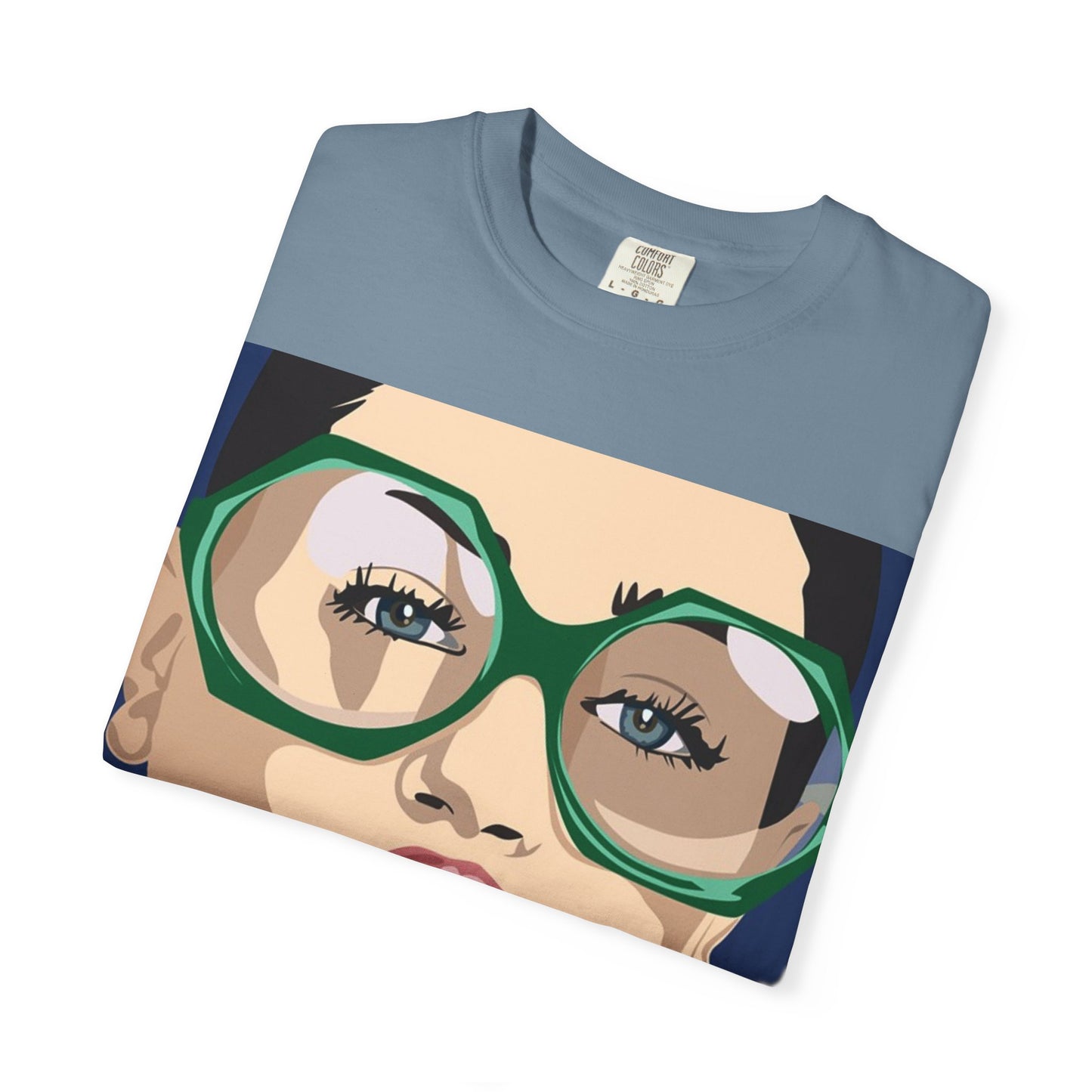 Pop Art Woman Graphic T‑Shirt — Retro Chic Green Glasses Design