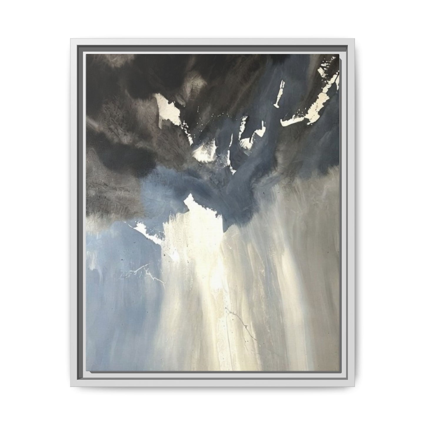 Framed Matte Canvas Art — Moody Abstract Sky Painting