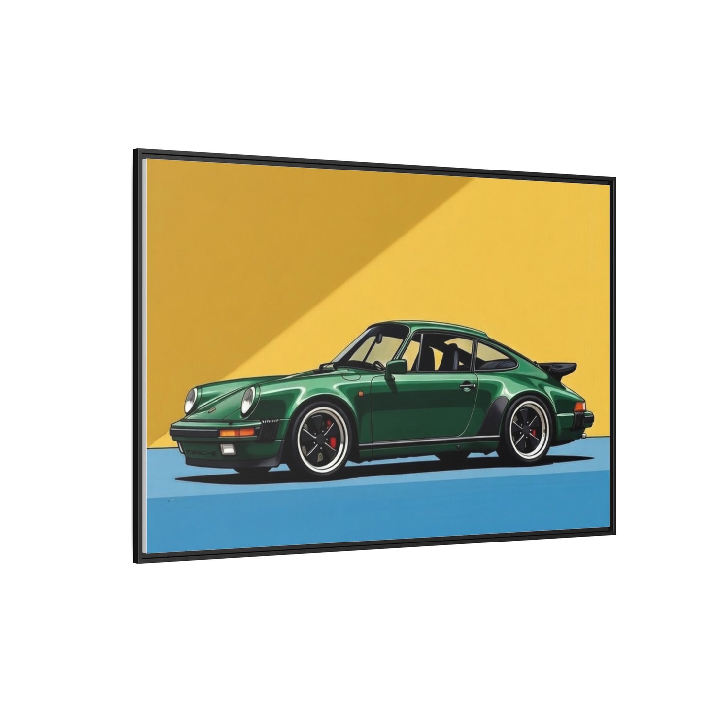 Framed Matte Canvas — Green Sports Car Wall Art