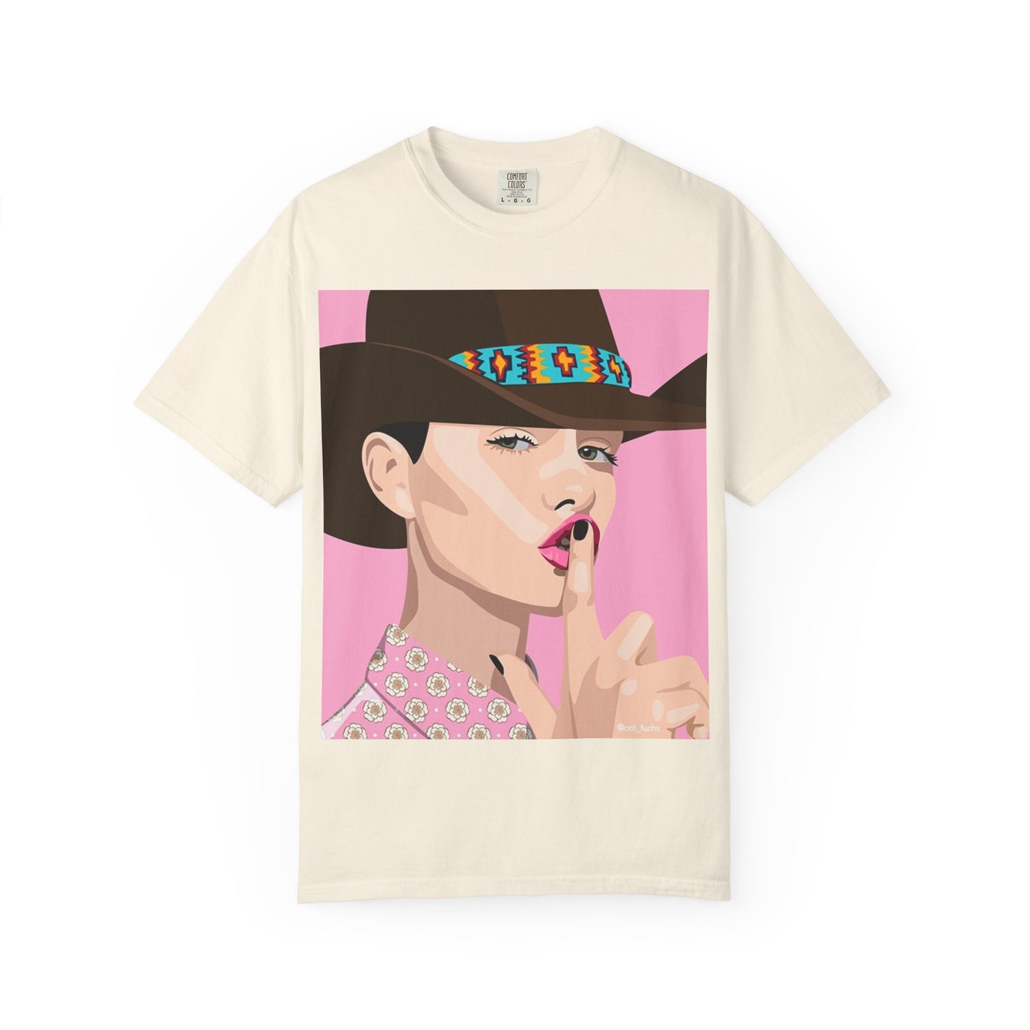 Cowgirl Pop Art T-Shirt — Pink 'Shh' Graphic Tee