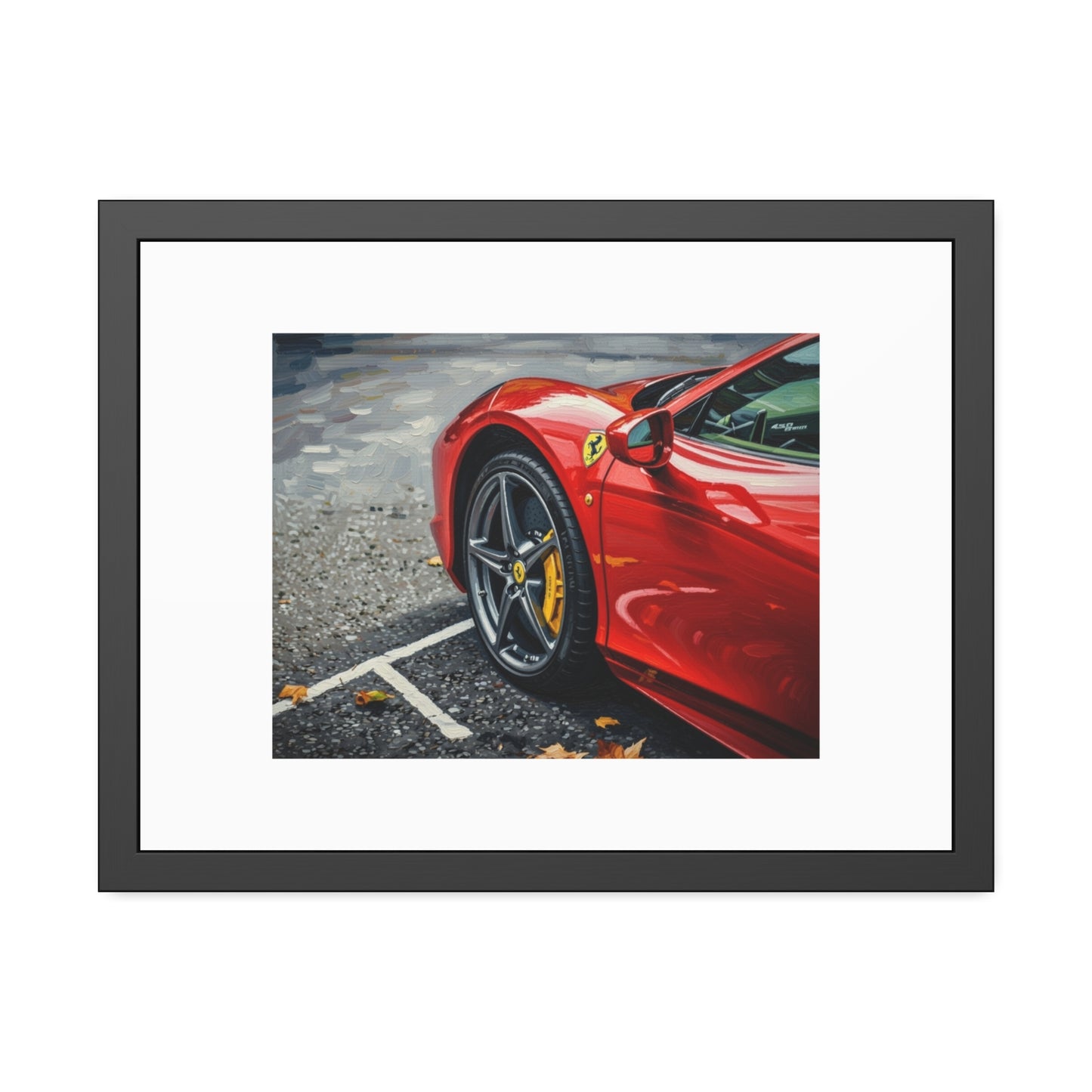 Framed Poster - Red Sports Car Photo, Modern Automotive Wall Art