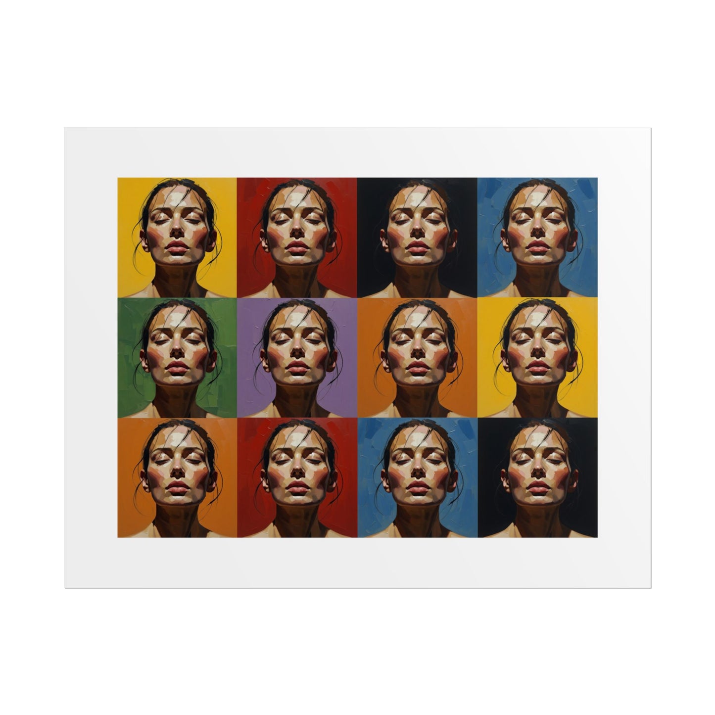 Rolled Poster — Pop Art Portrait Wall Print (Color Grid, 12-Panel)