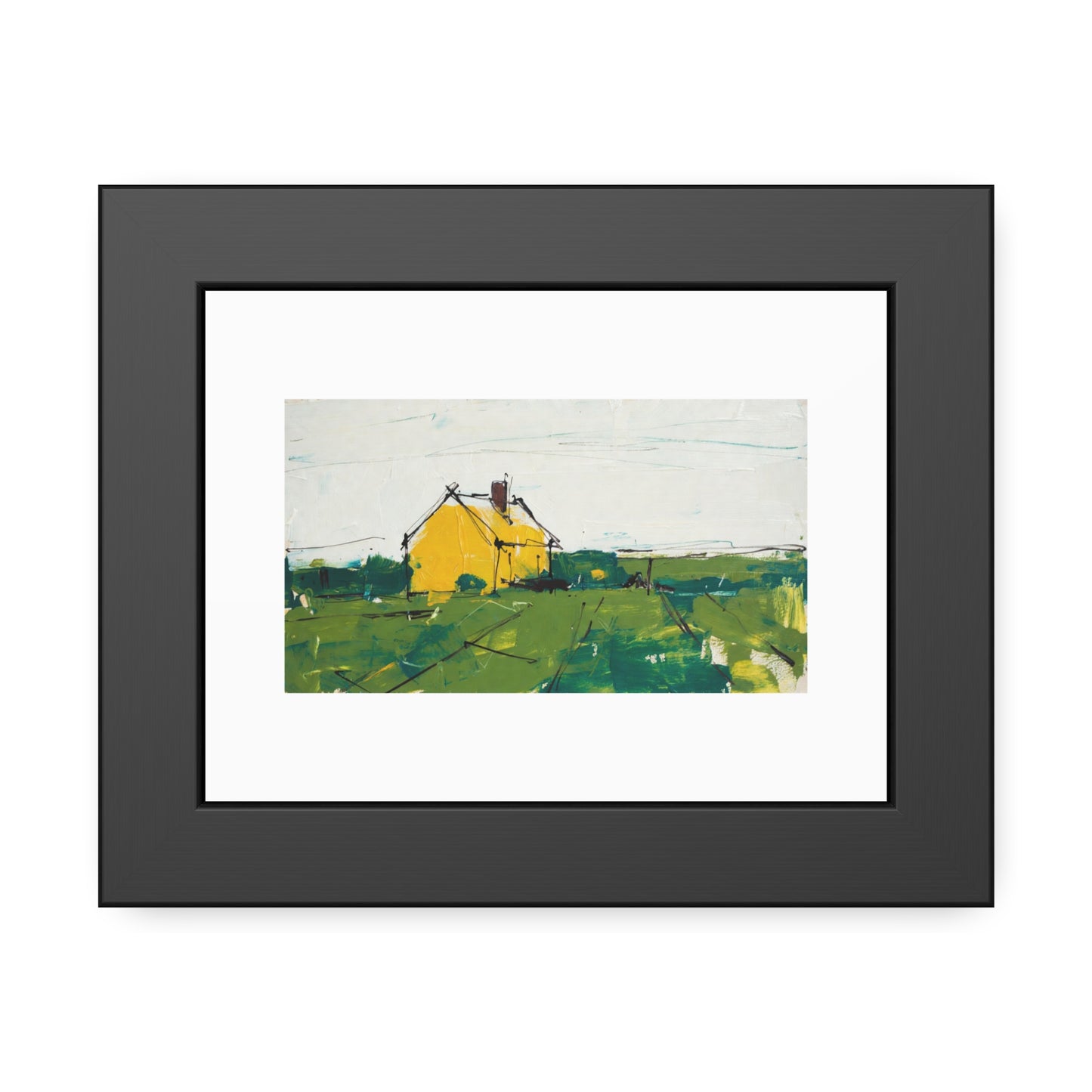 Framed Poster — Yellow Country House Landscape Art Print
