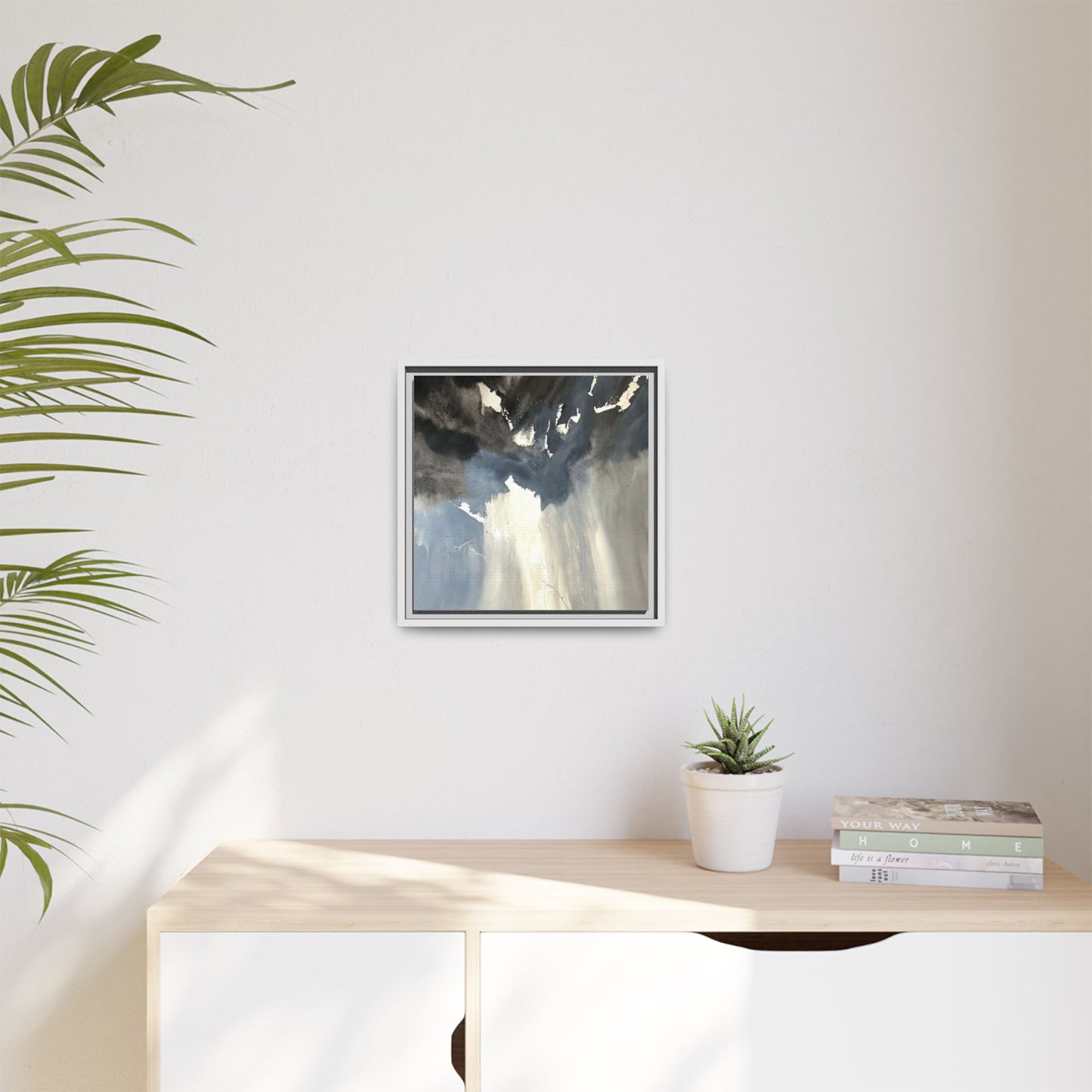 Framed Matte Canvas Art — Moody Abstract Sky Painting
