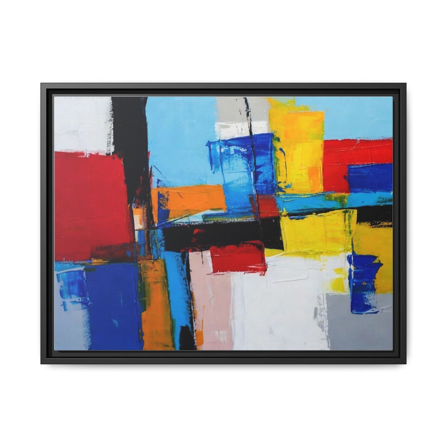 Abstract Color Block Matte Canvas Framed Wall Art