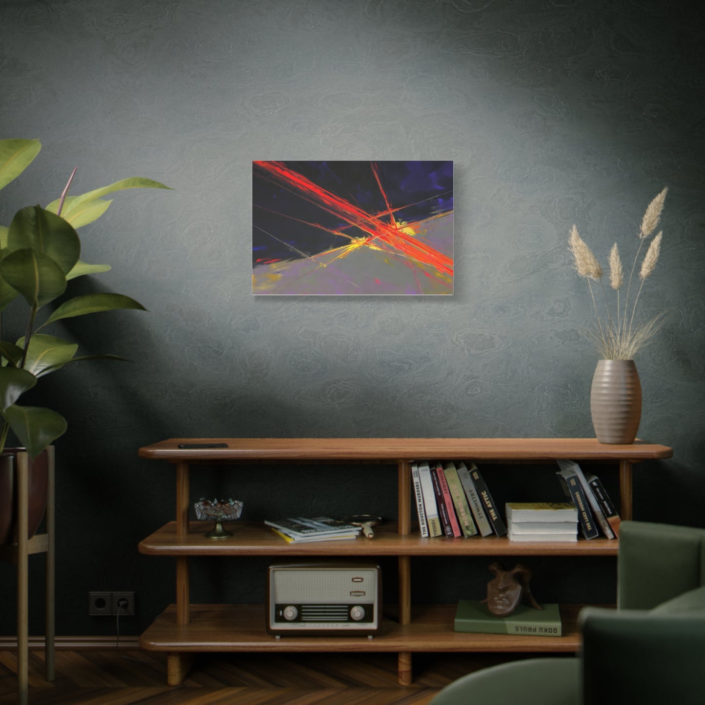 Abstract Red Streaks Matte Canvas Print — Modern Geometric Wall Art