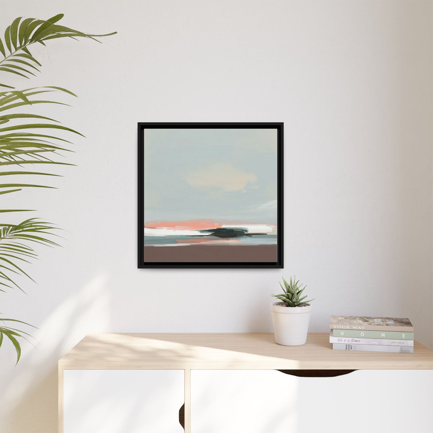Framed Matte Canvas Print — Soft Coastal Abstract Landscape