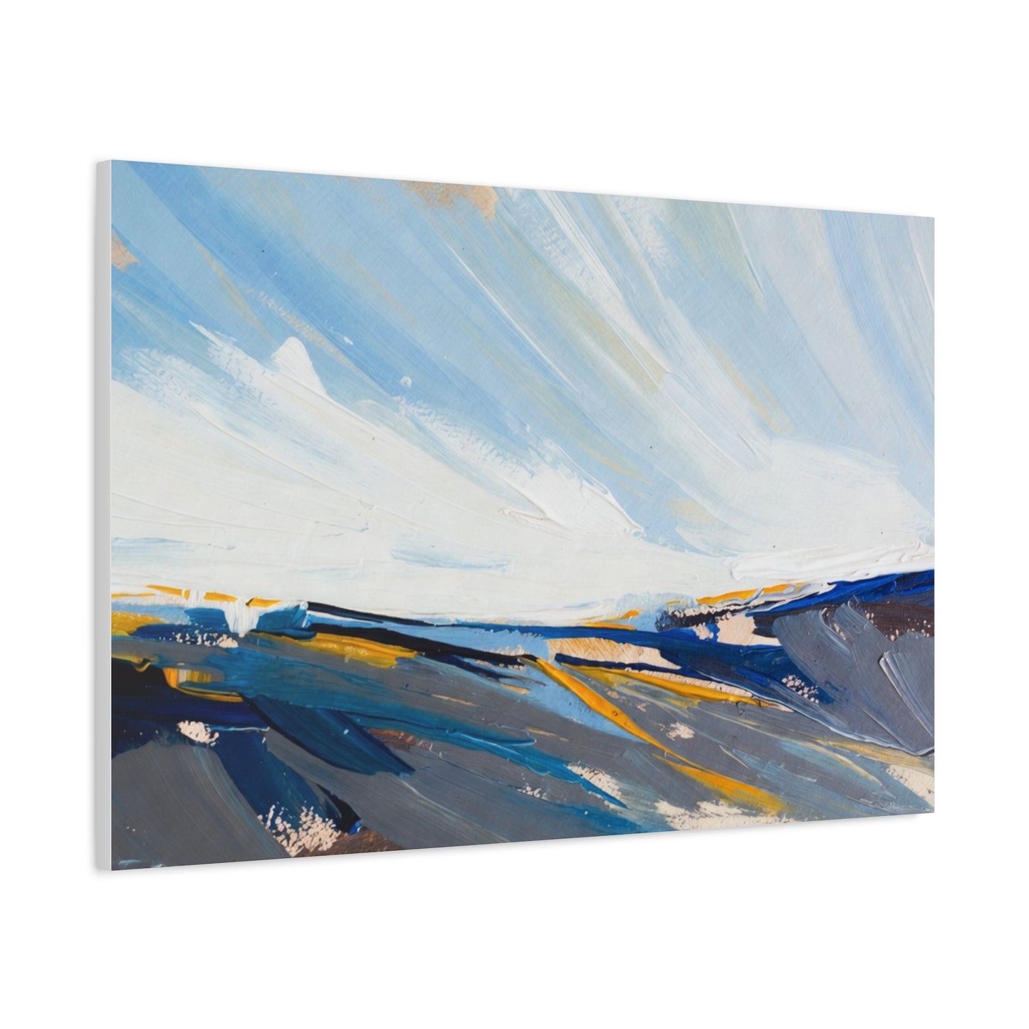Abstract Coastal Landscape Canvas Print — Blue Sky Seascape Wall Art