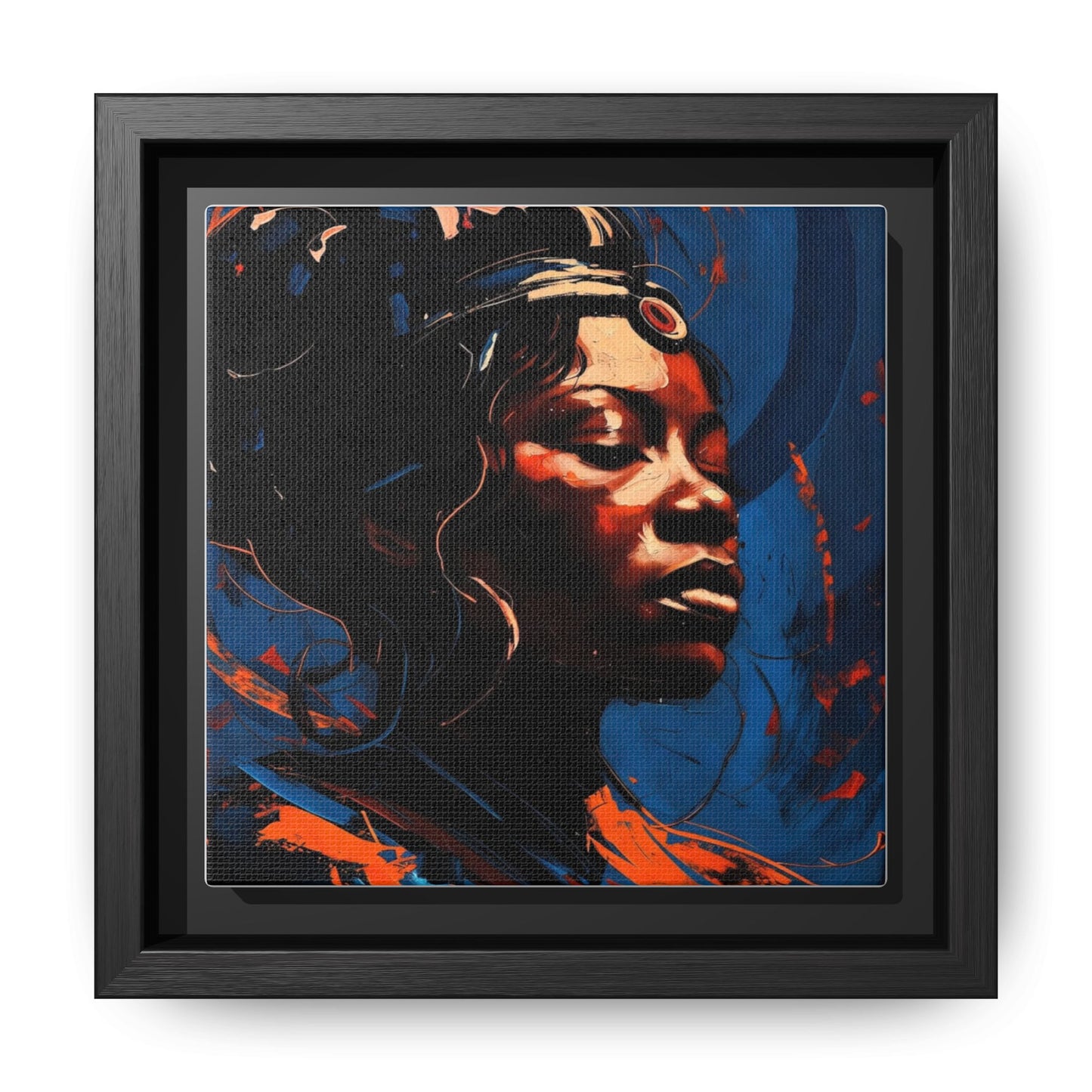 Framed Matte Canvas Art - Vibrant Portrait of a Black Woman (Multi-Color)
