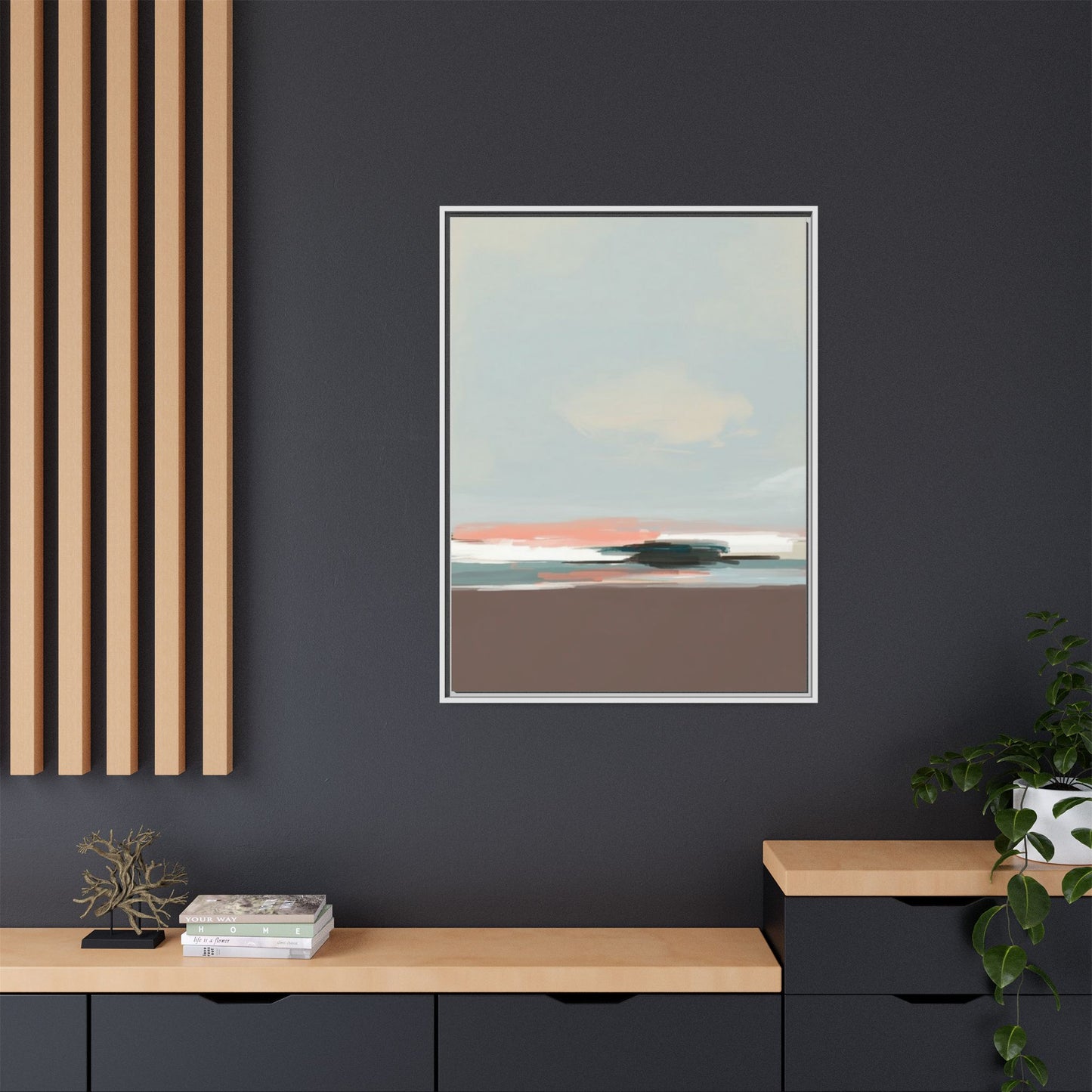 Framed Matte Canvas Print — Soft Coastal Abstract Landscape