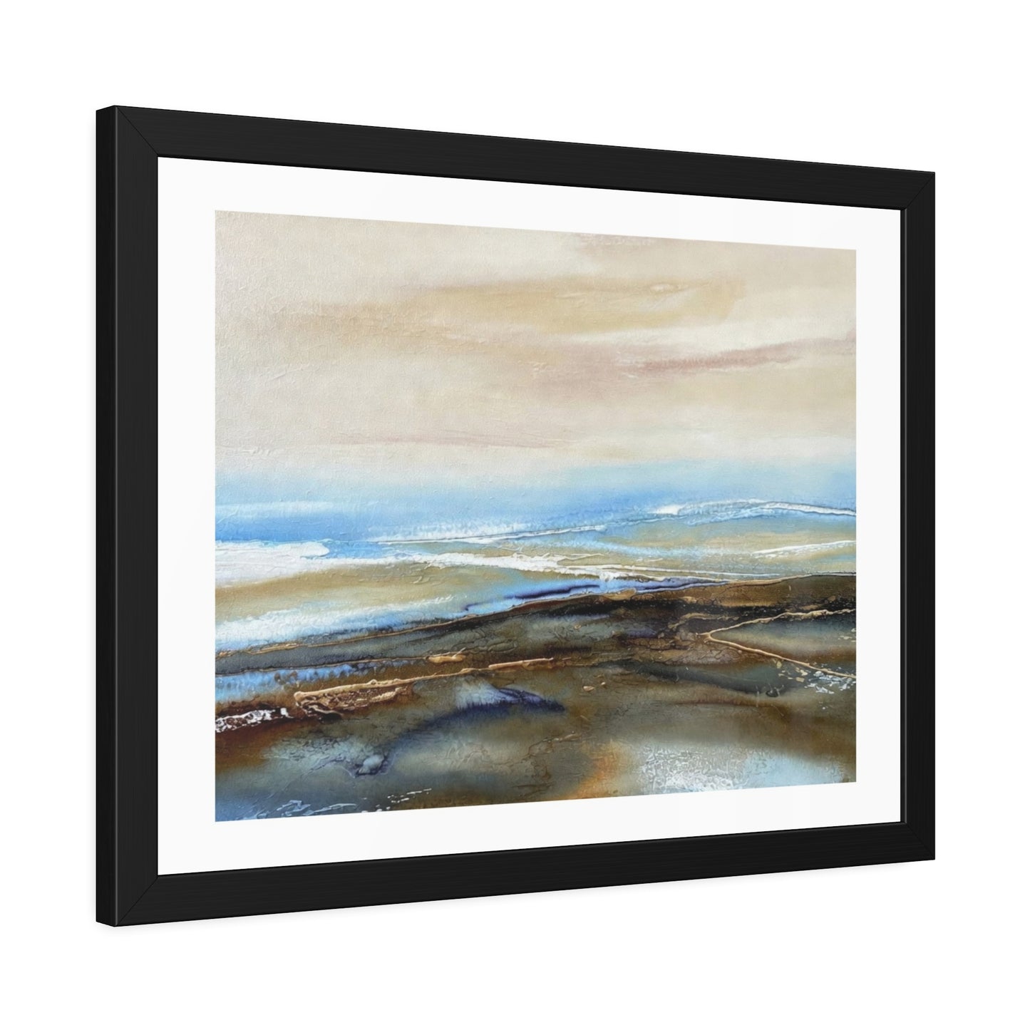 Framed Paper Poster — Abstract Coastal Watercolor Landscape Print