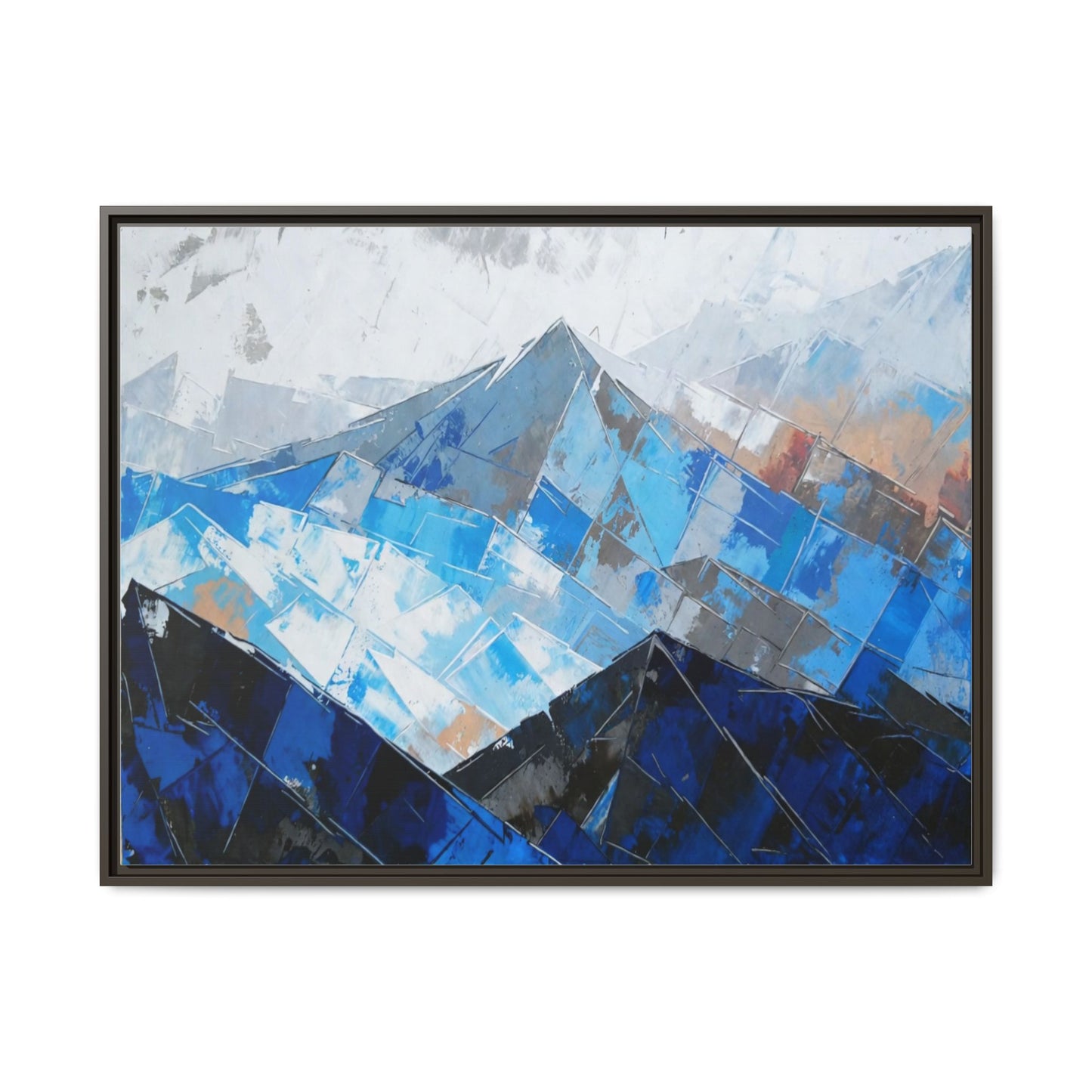 Framed Matte Canvas Blue Mountain Abstract Wall Art