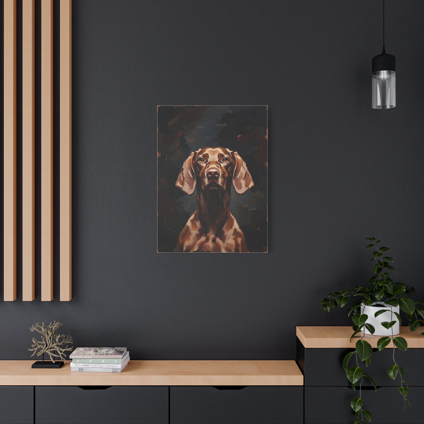 Chocolate Vizsla Canvas Wall Art — Matte Stretched Dog Portrait