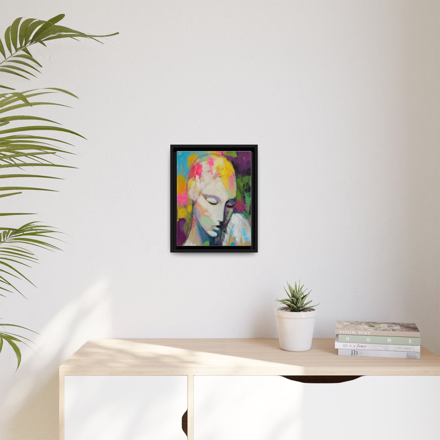 Framed Matte Canvas Art - Colorful Abstract Portrait