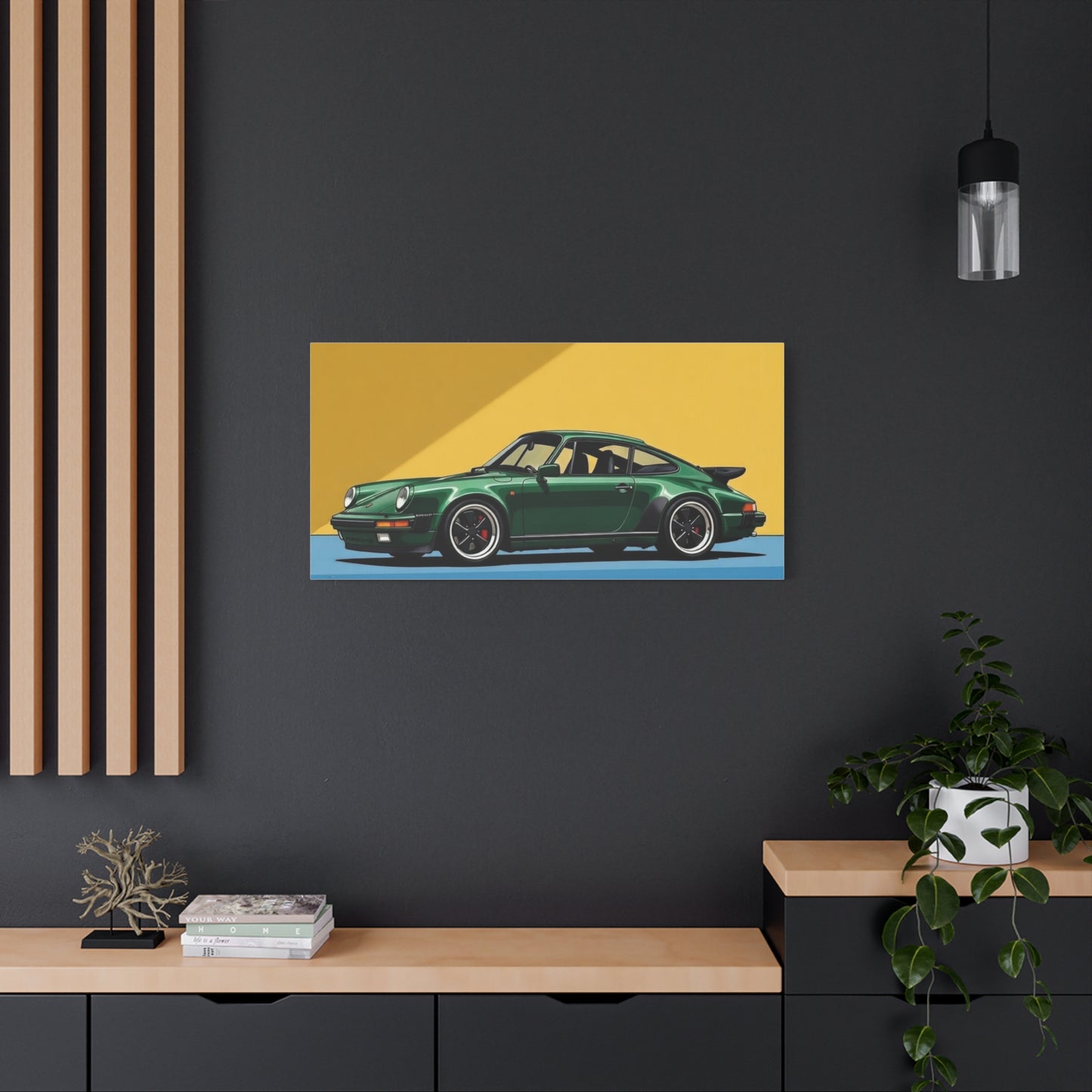 Vintage Green Porsche Art Print - Matte Stretched Canvas