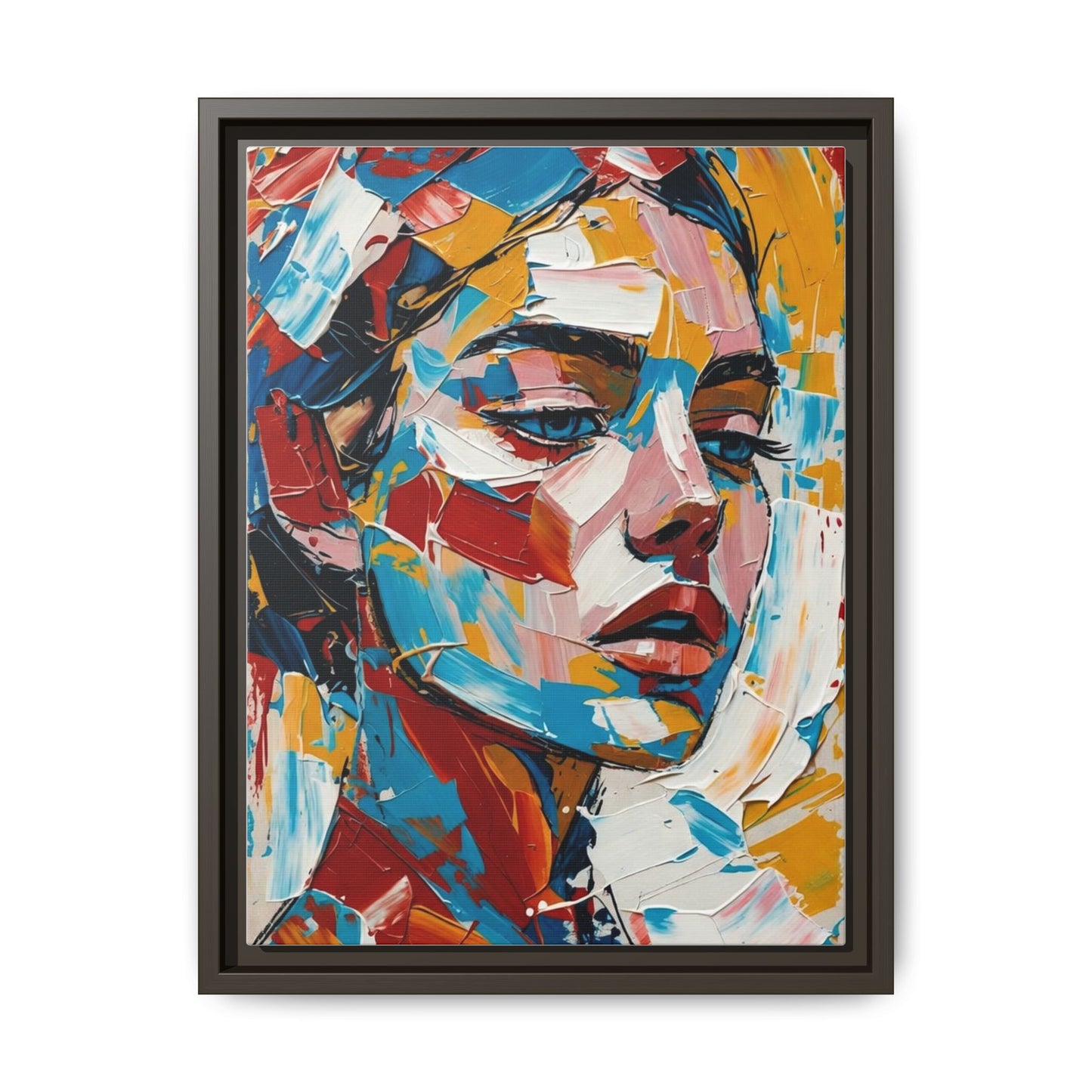 Colorful Abstract Portrait Framed Canvas Print