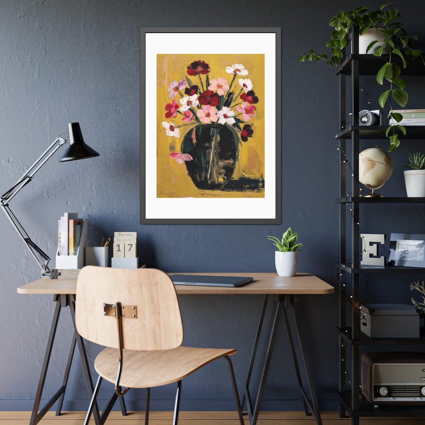 Framed Poster  Abstract Floral Vase Art Print