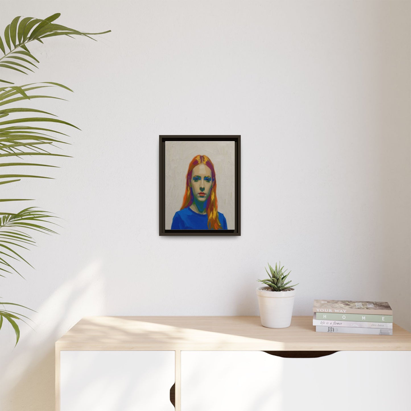 Framed Matte Canvas Portrait — Vibrant Multi‑Color Girl Art Print