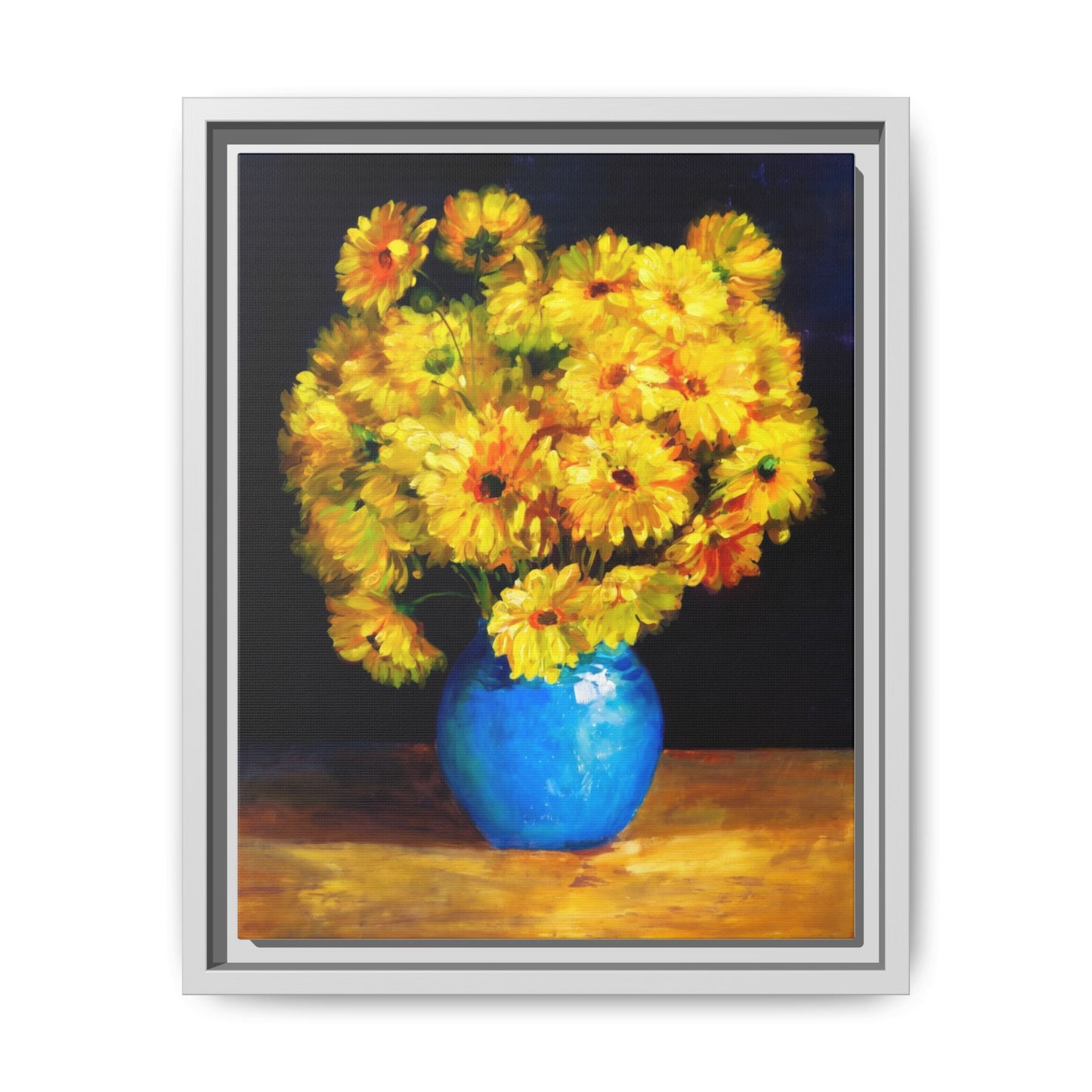 Yellow Daisy Bouquet Matte Canvas Framed Wall Art