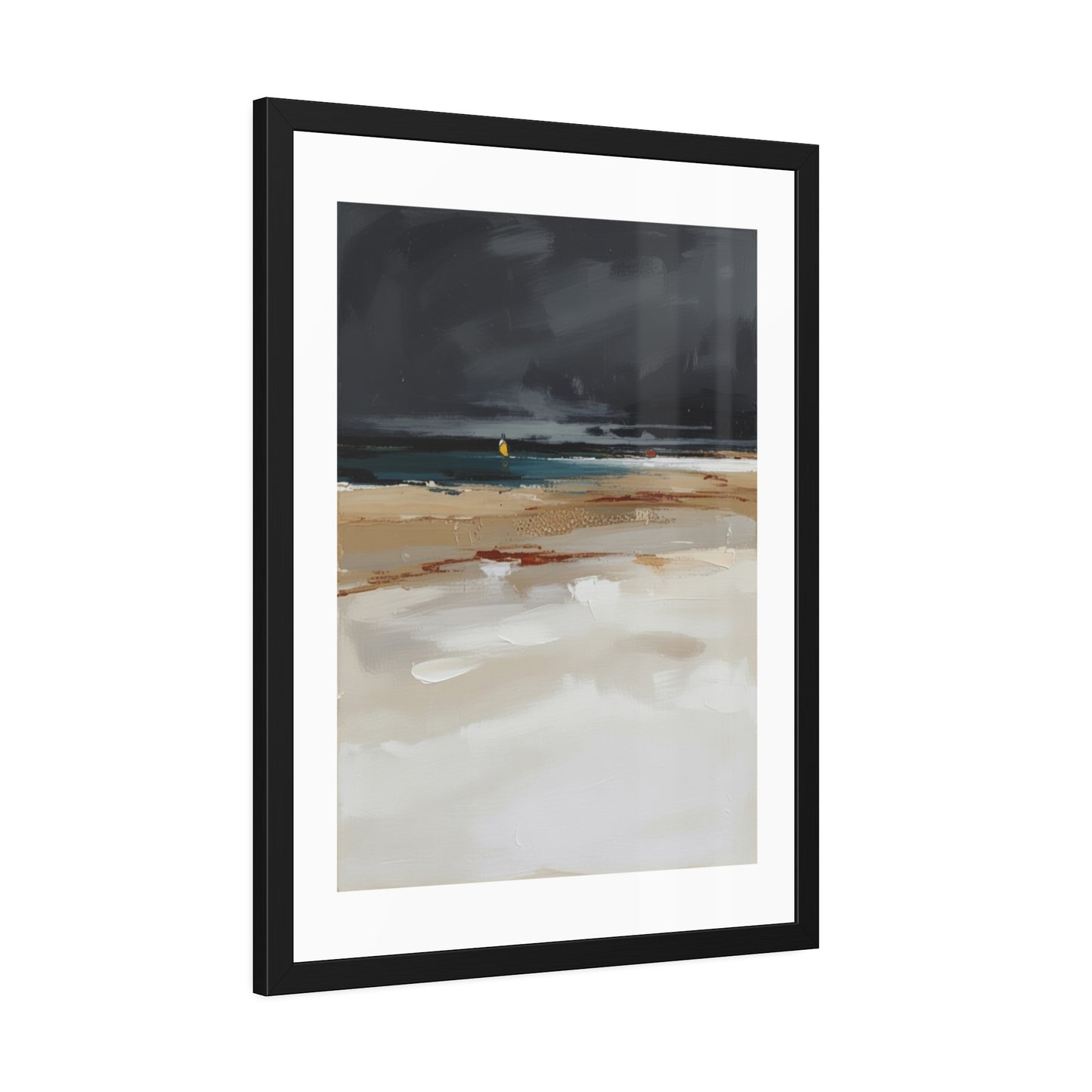 Framed Coastal Beach Print — Moody Seascape Poster in Black Frame