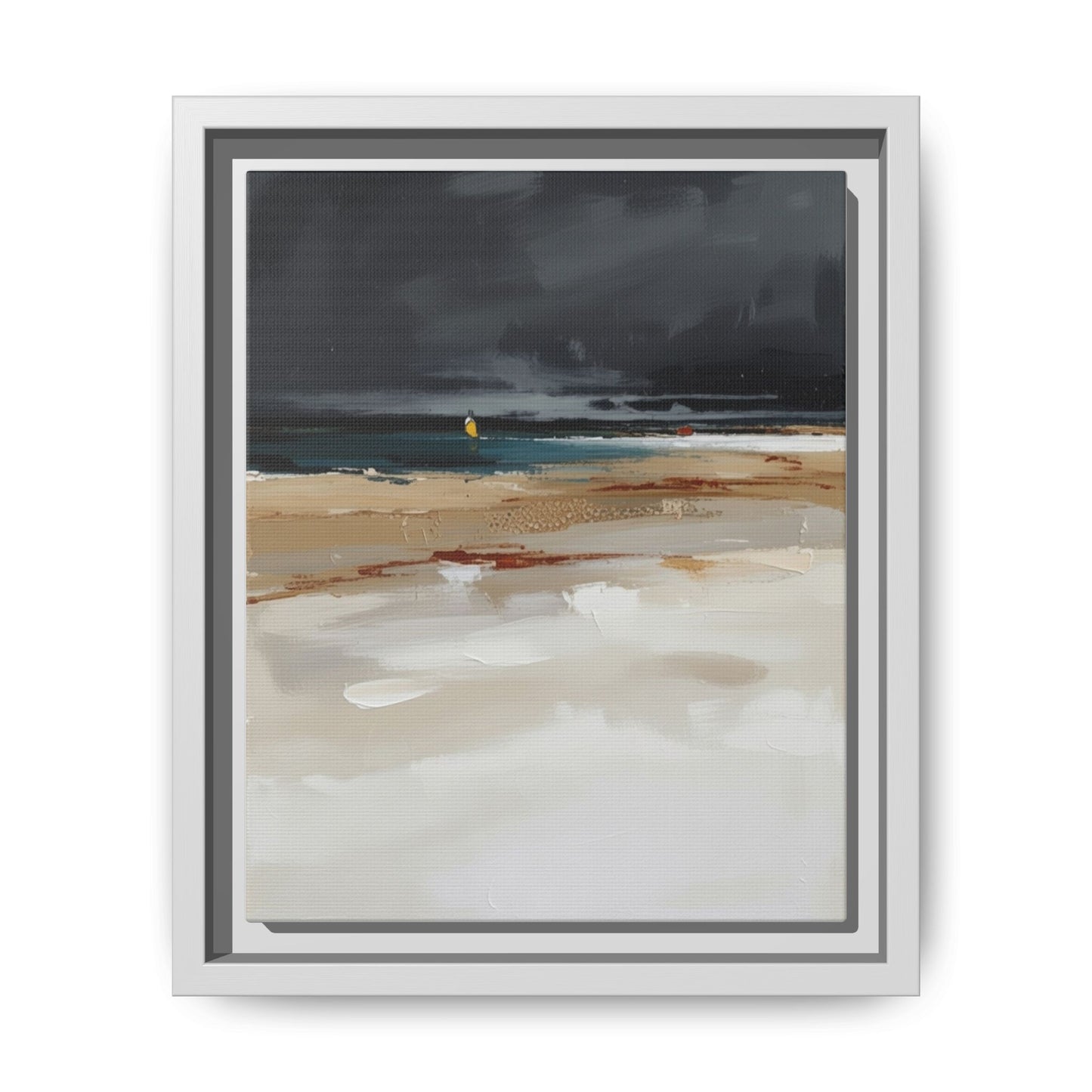 Framed Matte Canvas Beachscape Art Print — Coastal Abstract Wall Decor