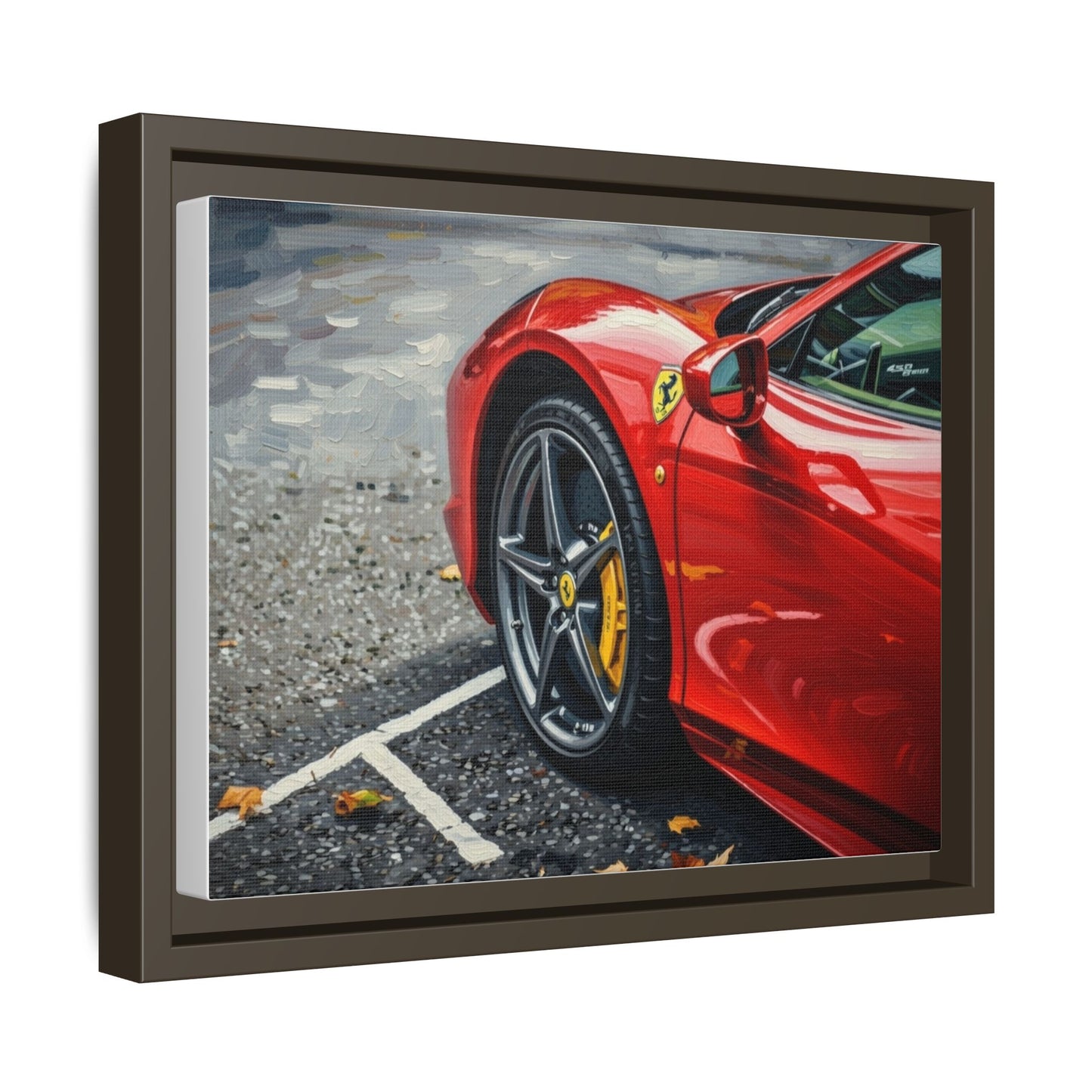 Framed Matte Canvas: Red Sports Car Close-Up Art Print