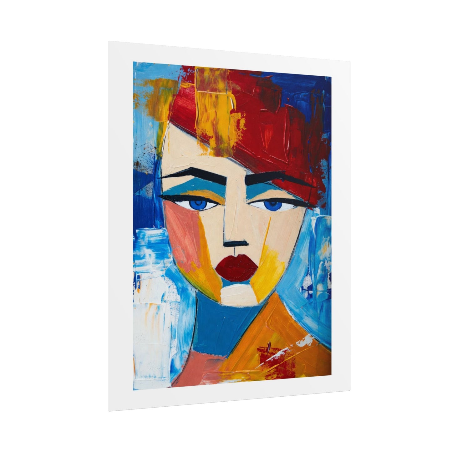 Abstract Colorful Face Poster - Modern Expressionist Rolled Art Print