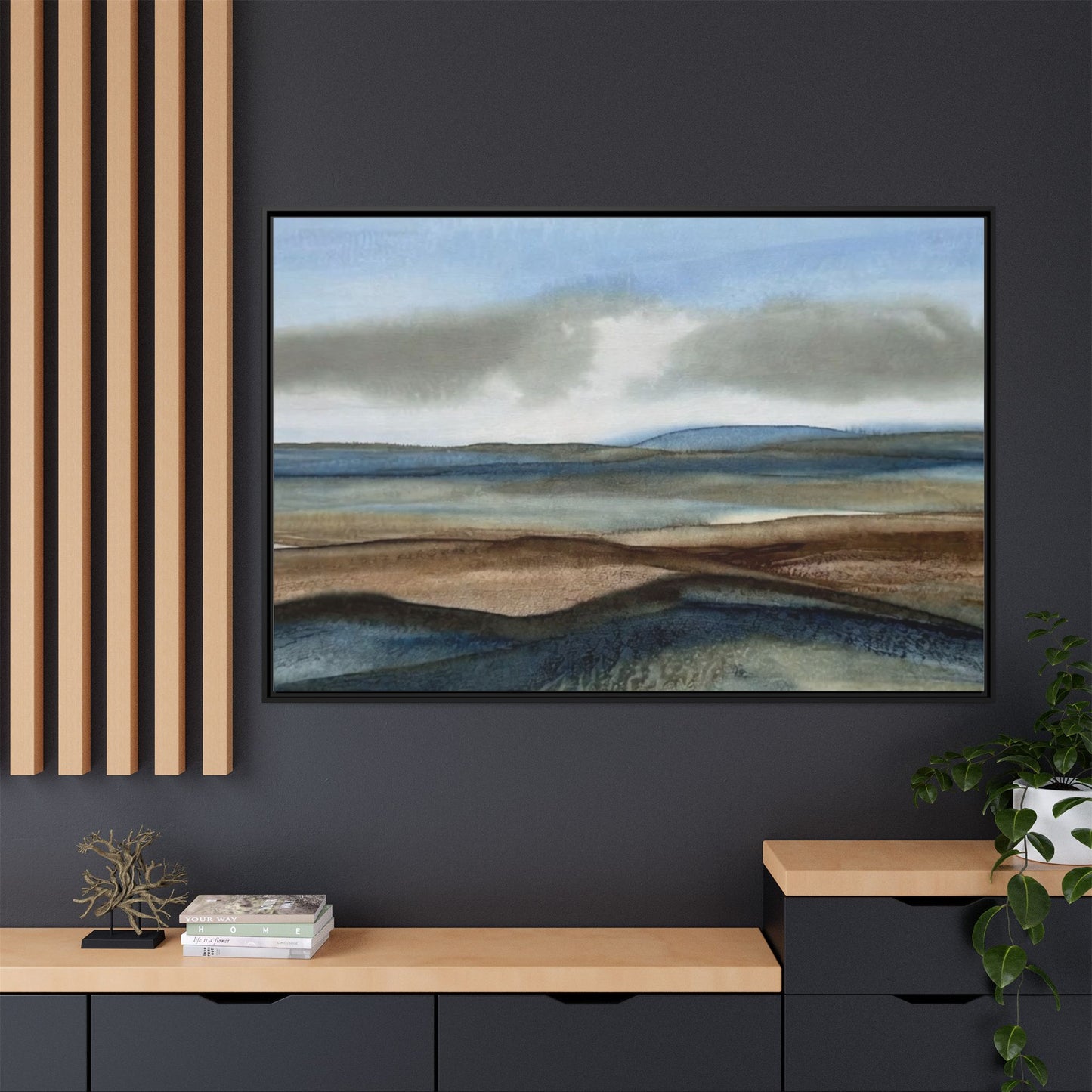 Matte Canvas Landscape, Framed (Multi-color)