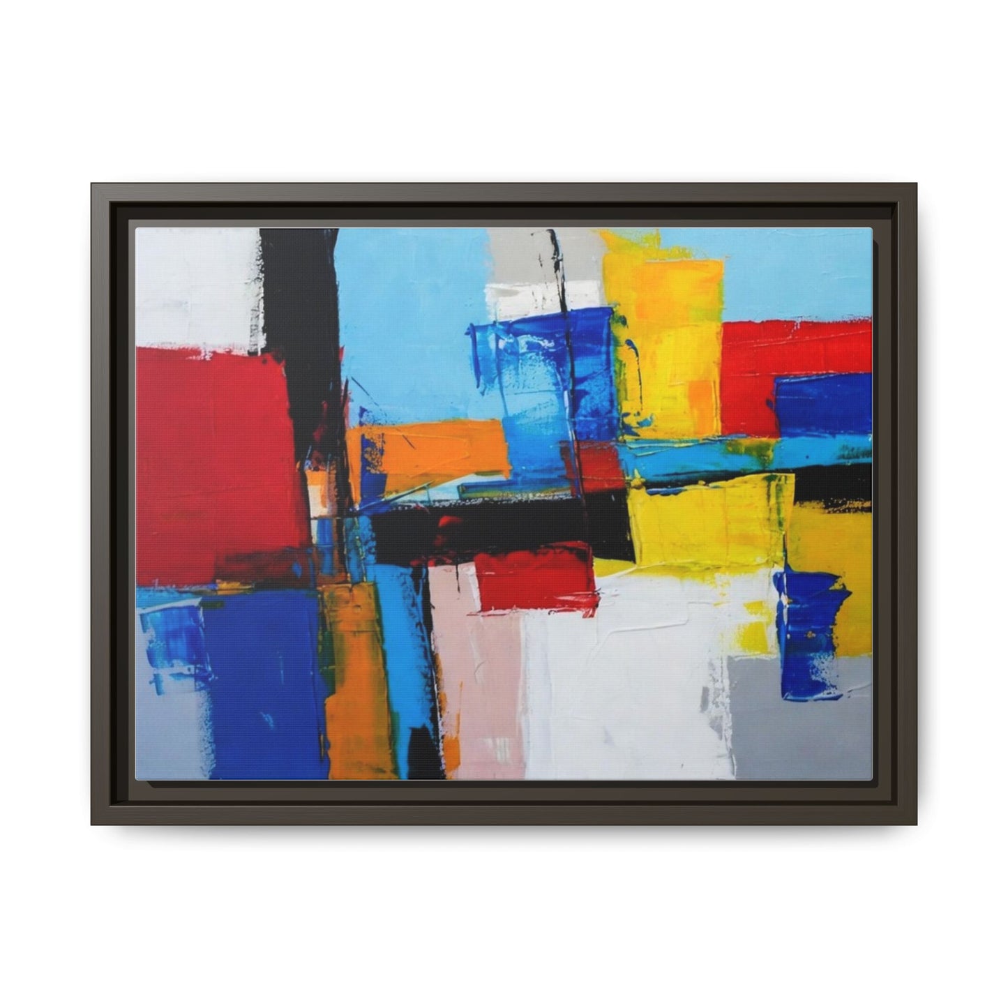 Abstract Color Block Matte Canvas Framed Wall Art