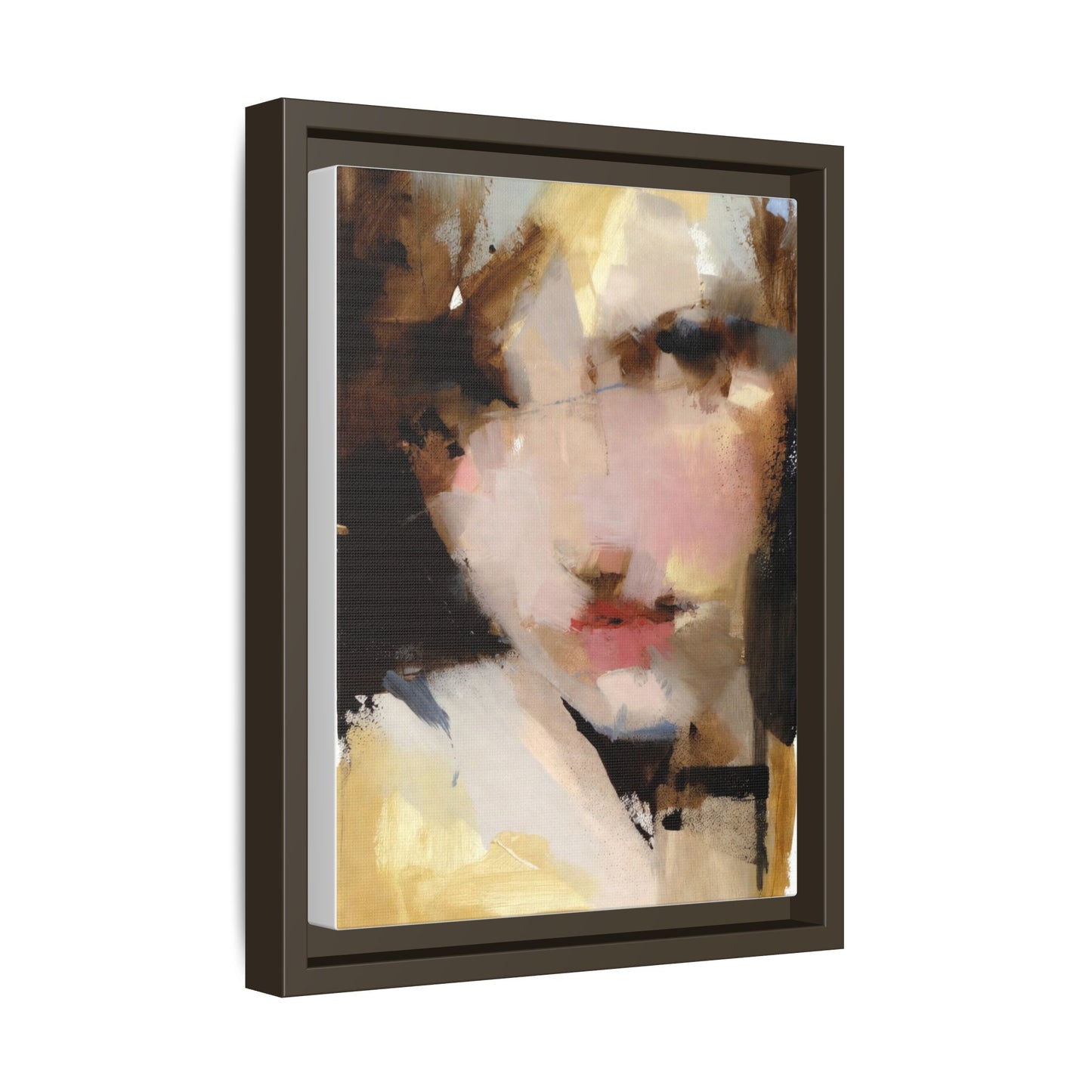 Abstract Portrait Matte Canvas Framed Print — Modern Feminine Wall Art