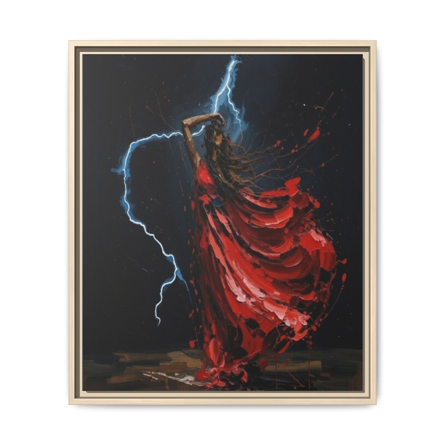 Framed Matte Canvas Print — Red Dancer Lightning Art